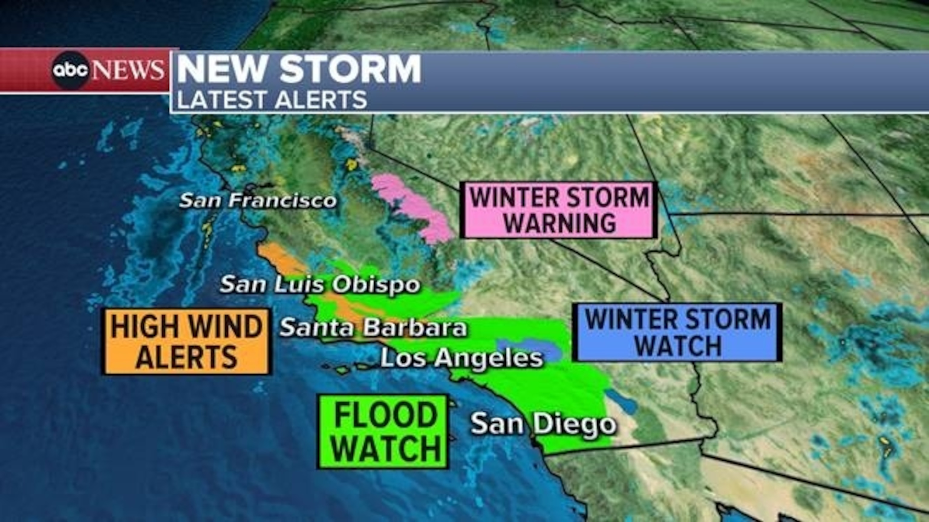 PHOTO: A new storm system is moving into California this morning with rain developing from SF all the way down to LA.
