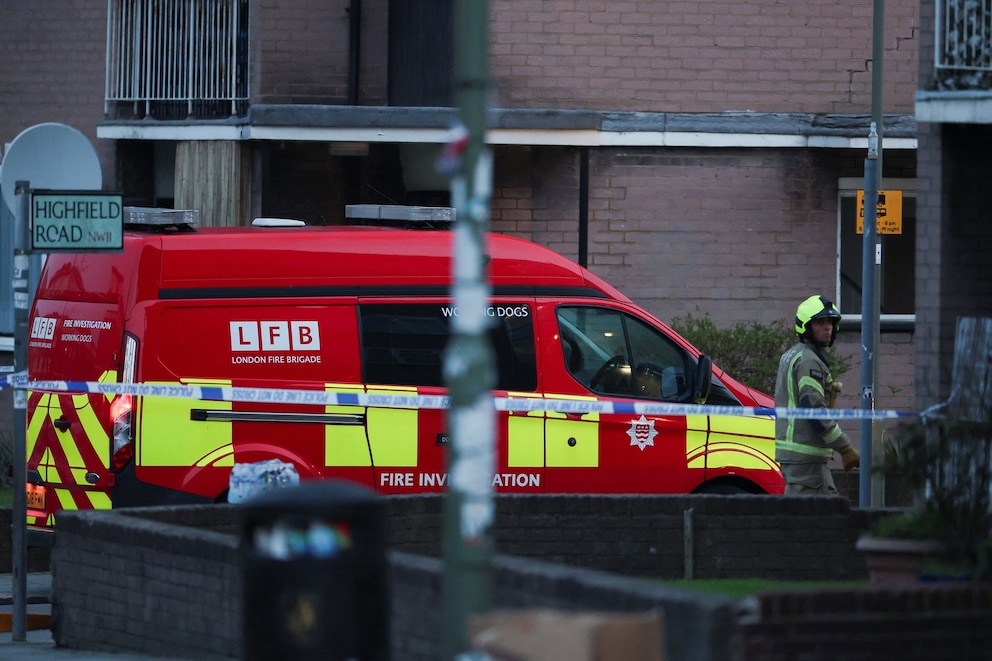 PHOTO: A firefighter works at the scene after four ambulances belonging to Hatzola, a Jewish community organisation, were set on fire in an incident that the police say is being treated as an antisemitic hate crime, in northwest London, March 23, 2026.