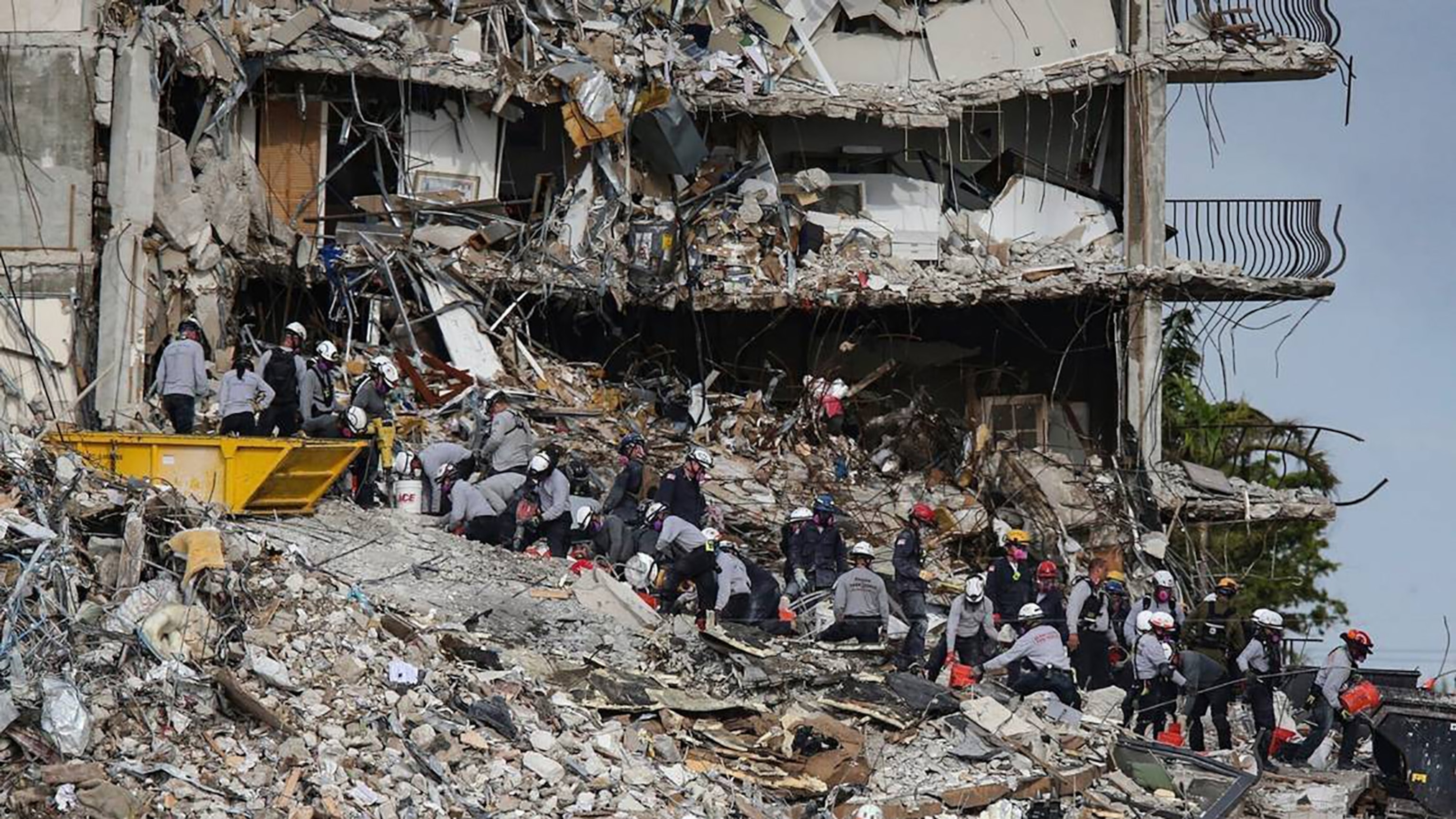 PHOTO: Rescuers search for survivors at Champlain Towers South, June 29, 2021, in Surfside, Fla.