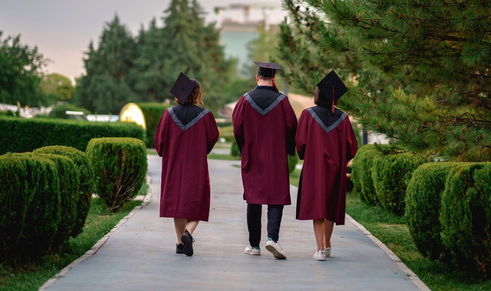 PHOTO: Group of college students on graduation day.