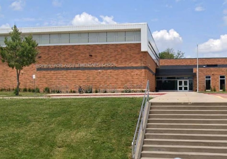Norman Borlauge Elementary School is shown in Coralville, Iowa.Google Maps Street View