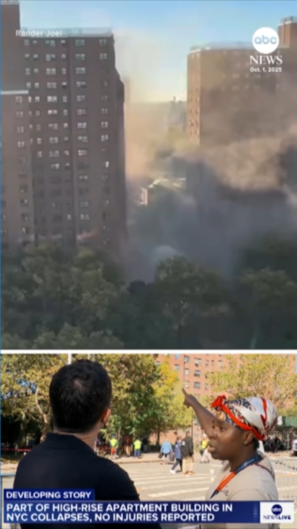 NextImg:Video Part of high-rise apartment building collapses in New York City