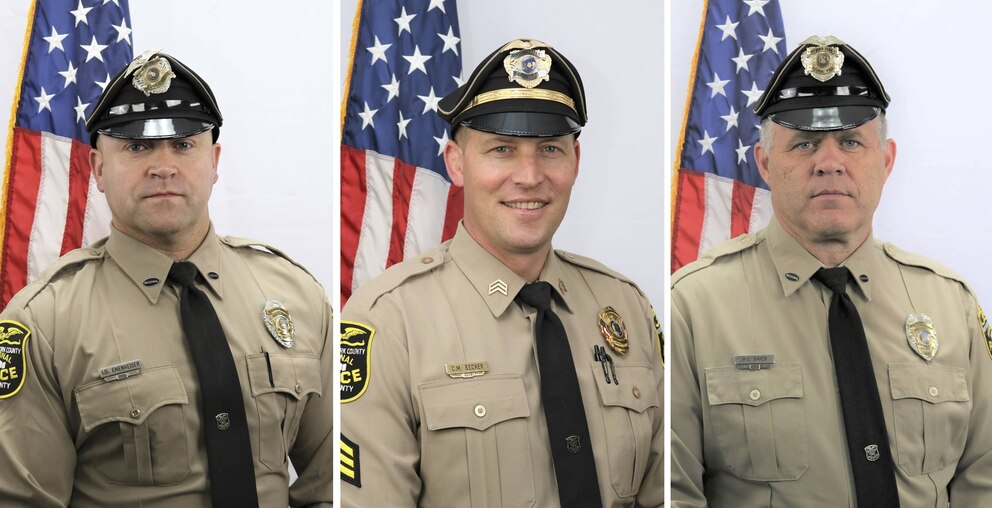 PHOTO: Detective Isaiah Emenheiser, 43;  Detective Sergeant Cody Becker, 39; and Detective Mark Baker, 53, of the Northern York County Regional Police Department.

