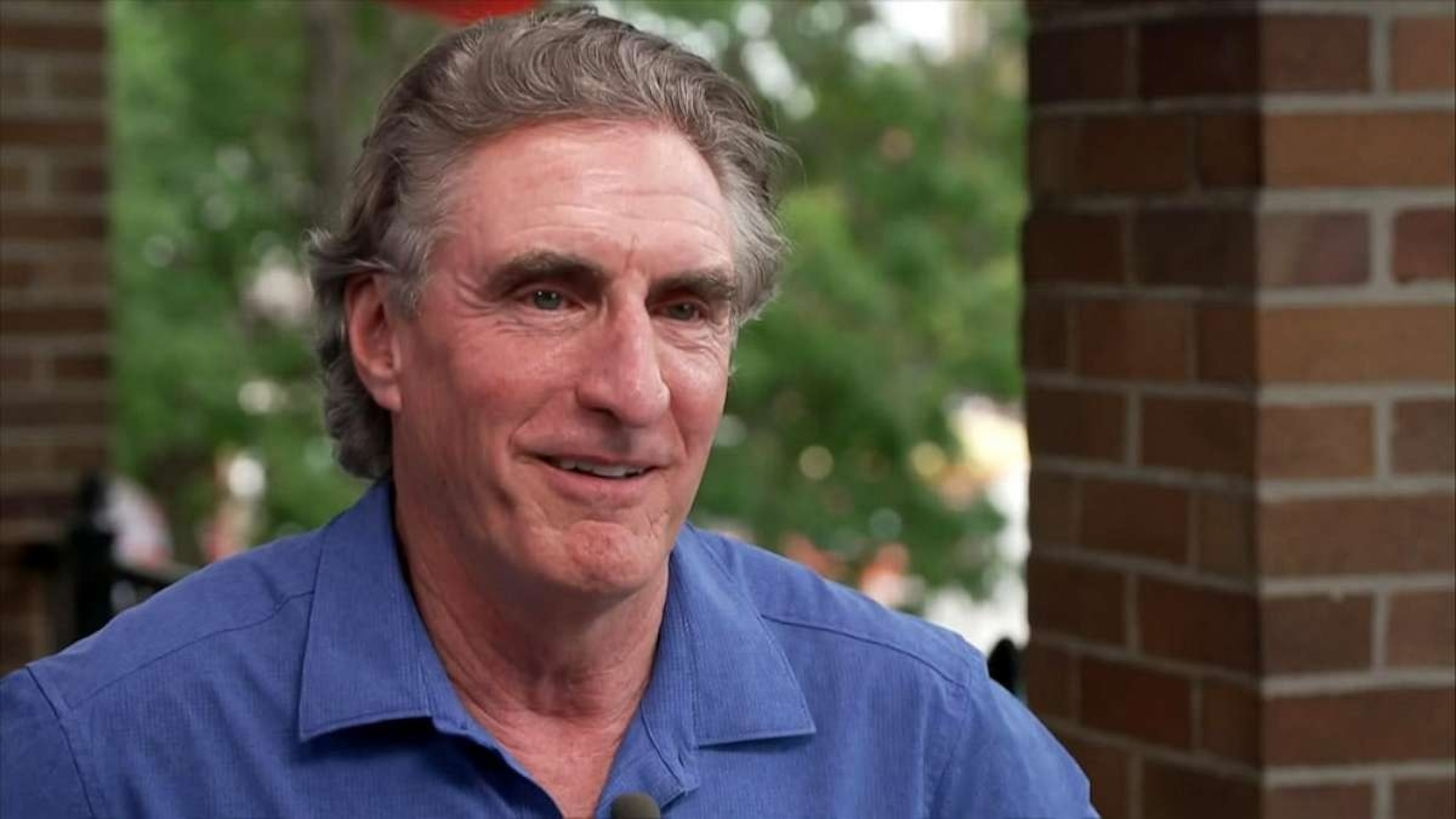 PHOTO: North Dakota Gov. Doug Burgum sits down with ABC News Correspondent MaryAlice Parks in Iowa to discuss his 2024 Republican presidential campaign.