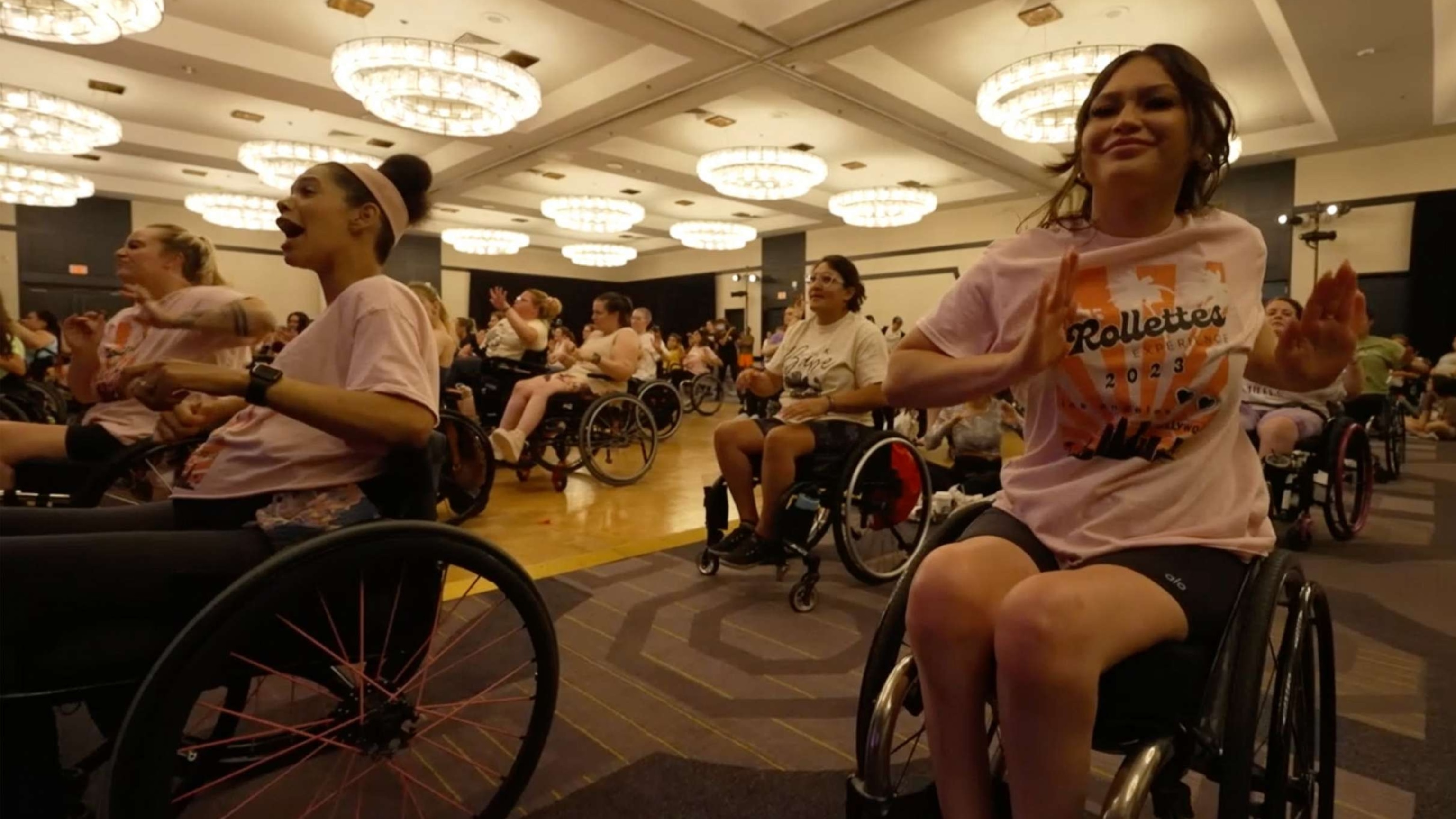 PHOTO: Participants are shown during a dance class at the annual Rolletes Experience in Los Angeles.