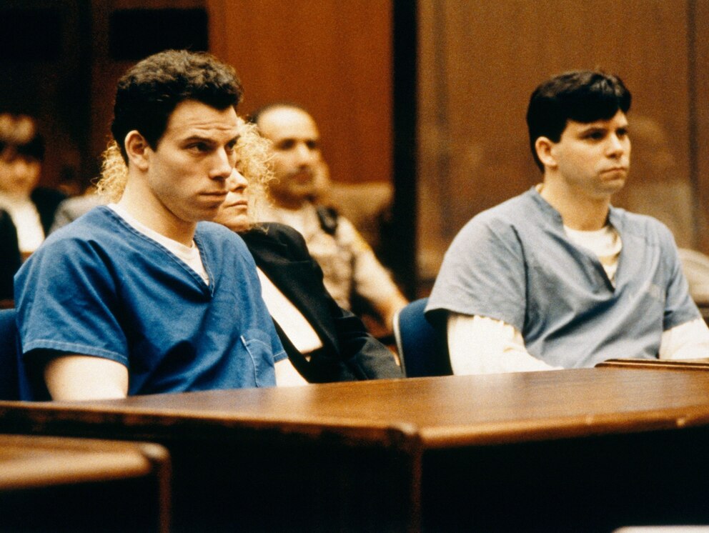 PHOTO: Lyle Menendez and Erik Menendez  during their trial  in Los Angeles, March 9, 1994.