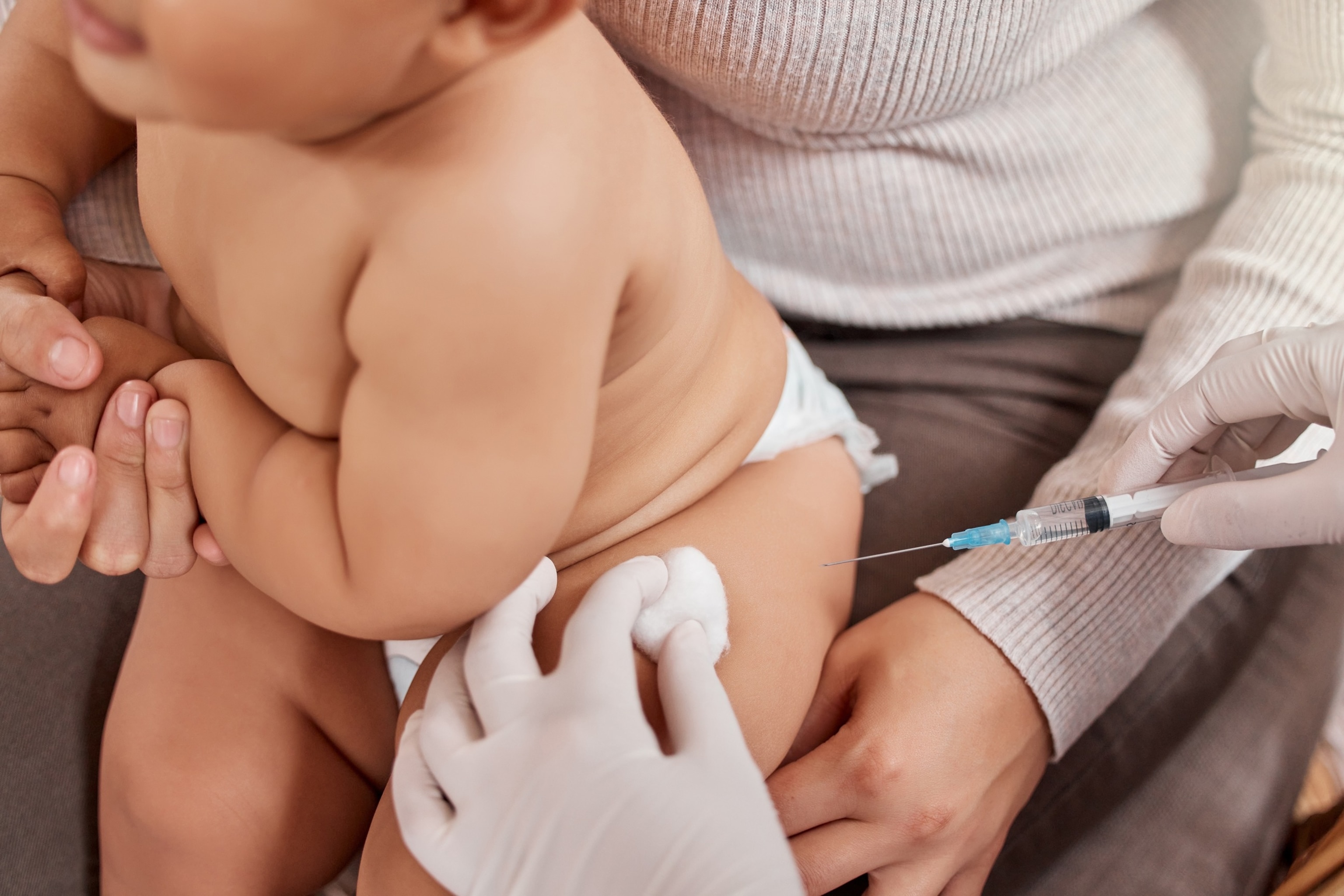 PHOTO: A baby gets a shot from a doctor in an undated stock phoro.