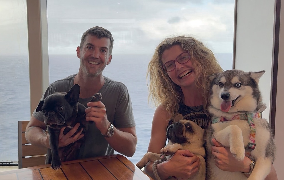 PHOTO: A Carnival Cruise Line ship rescued four people and three dogs from a boat stranded in the Pacific Ocean, May 23, 2025. 