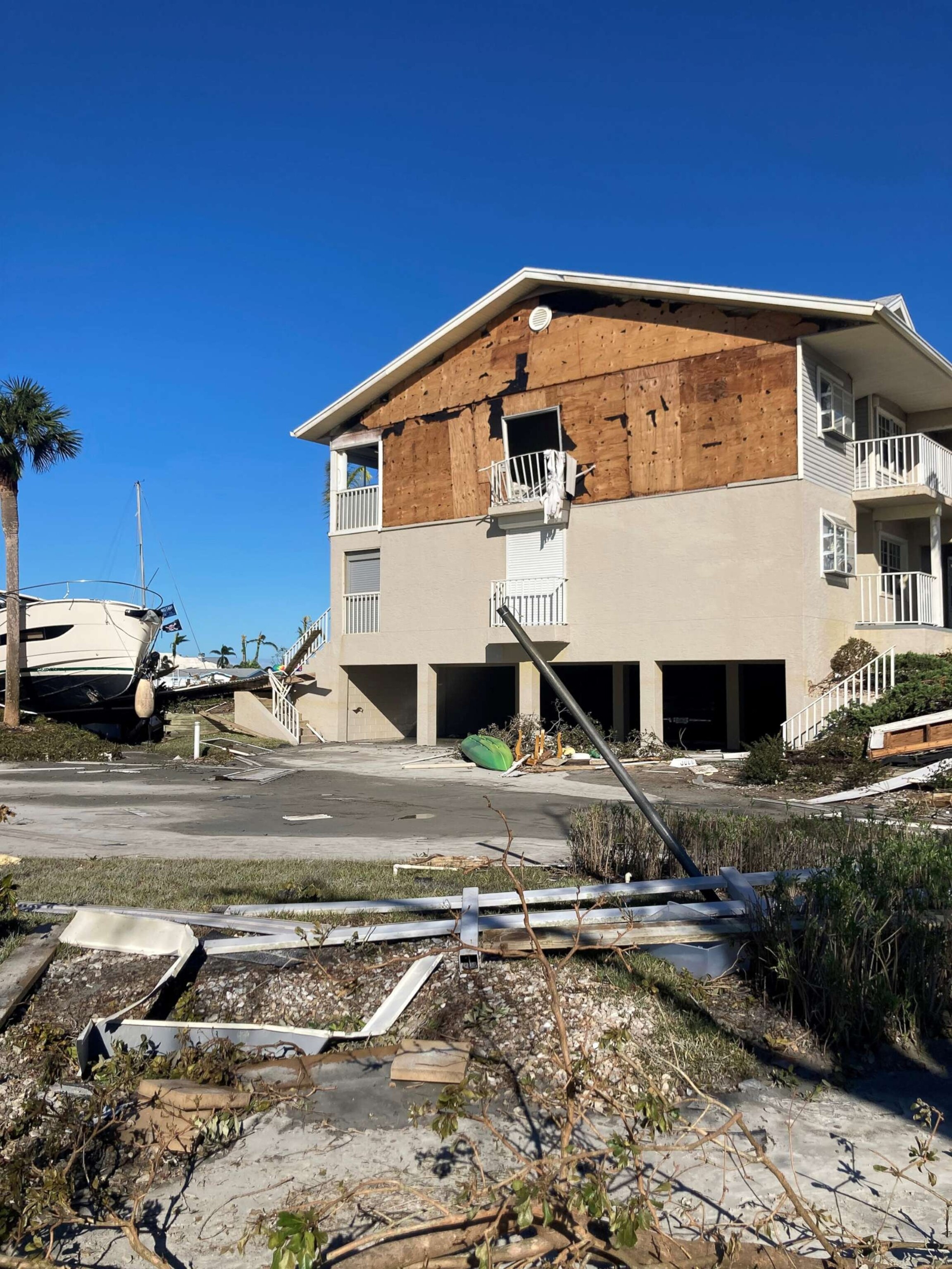 PHOTO: The apartment building where Max and Zhenia Lopez-Figueroa lived in Fort Myers Beach, Florida, was nearly destroyed during Hurricane Ian.