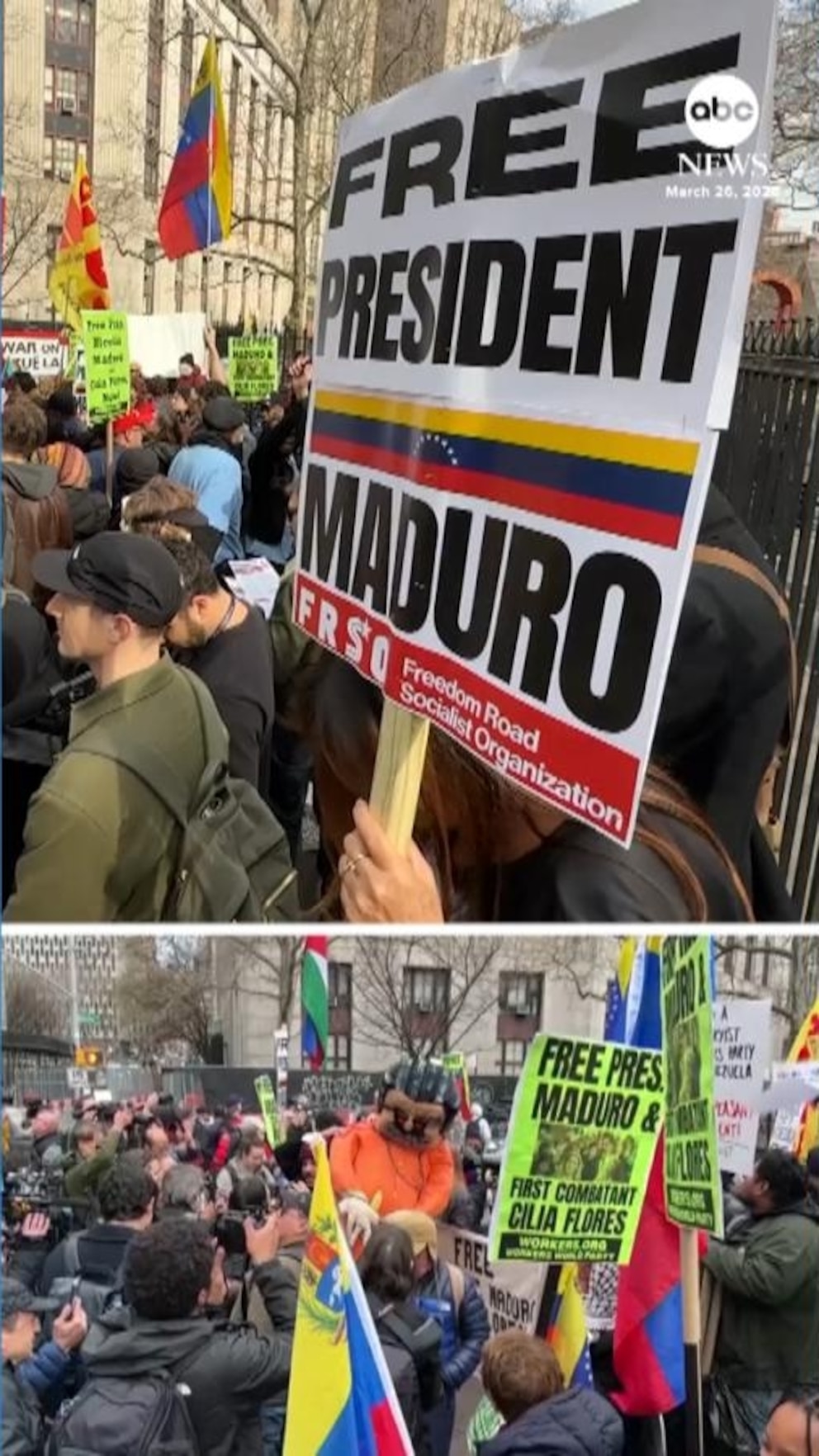 Video Dueling protests in NYC as Nicolas Maduro returns to federal court