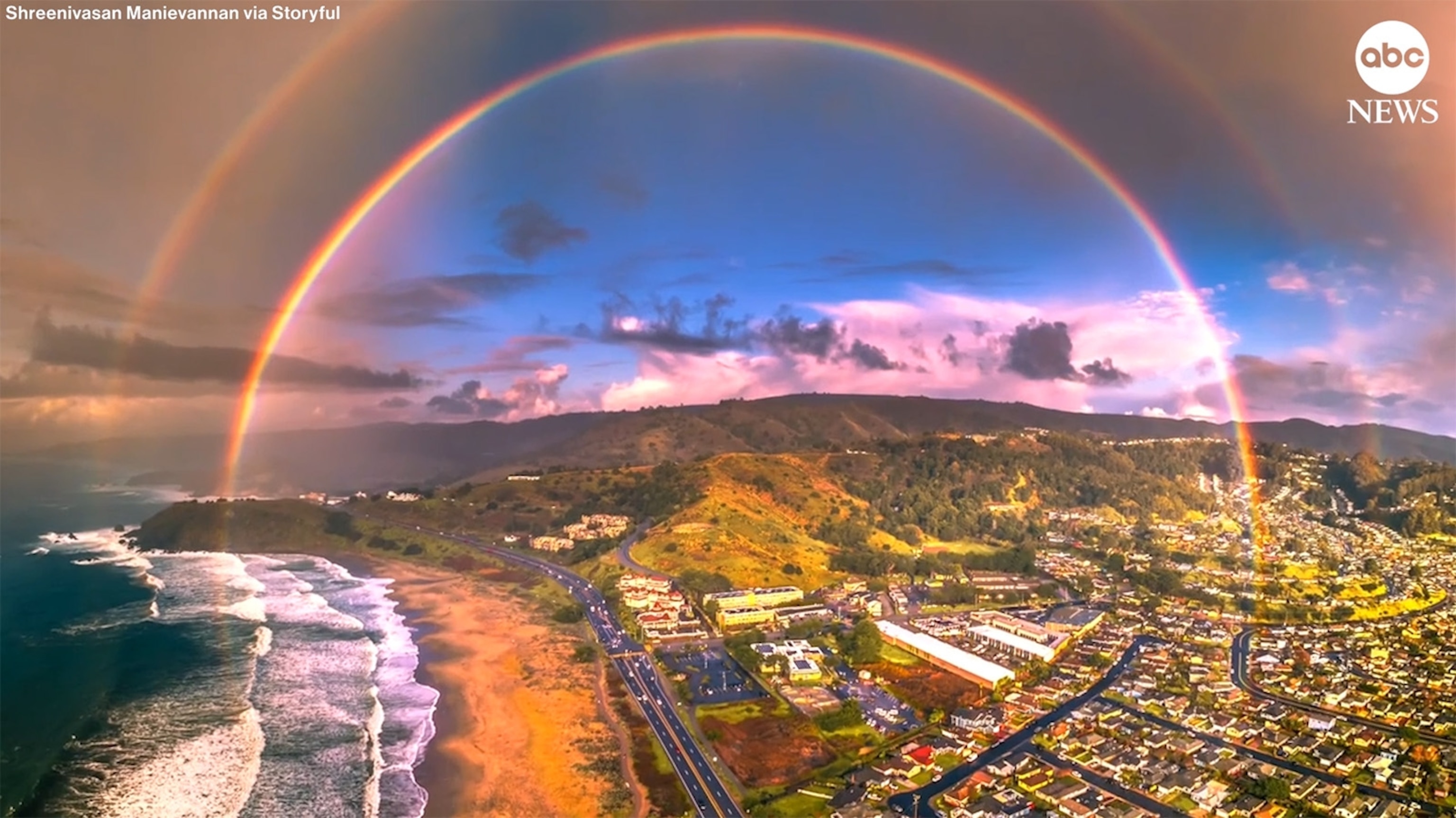 Video Spectacular rainbows shine over California Bay Area - ABC News