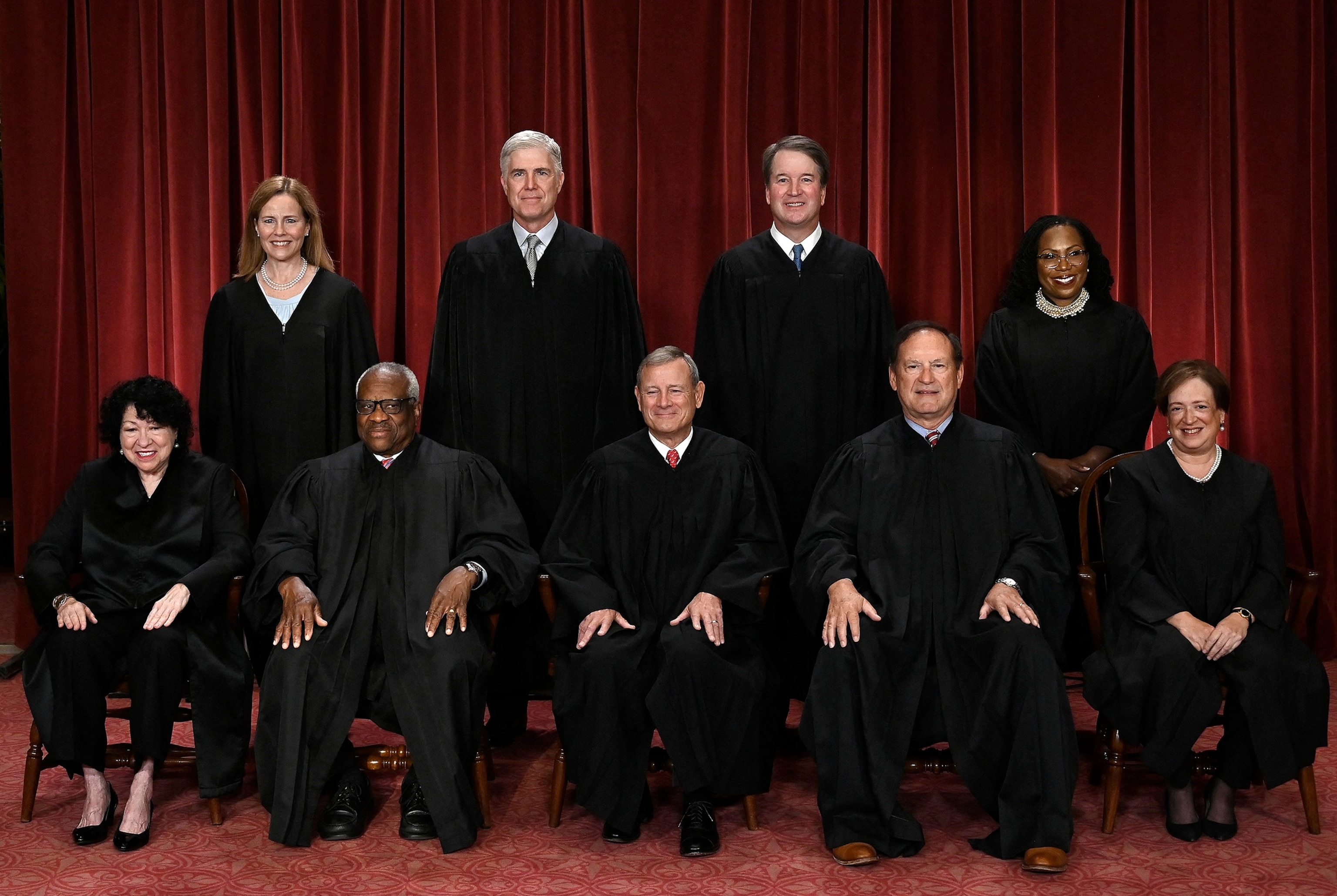 PHOTO: Justices of the Supreme Court pose for their official photo at the Supreme Court, Oct. 7, 2022. 