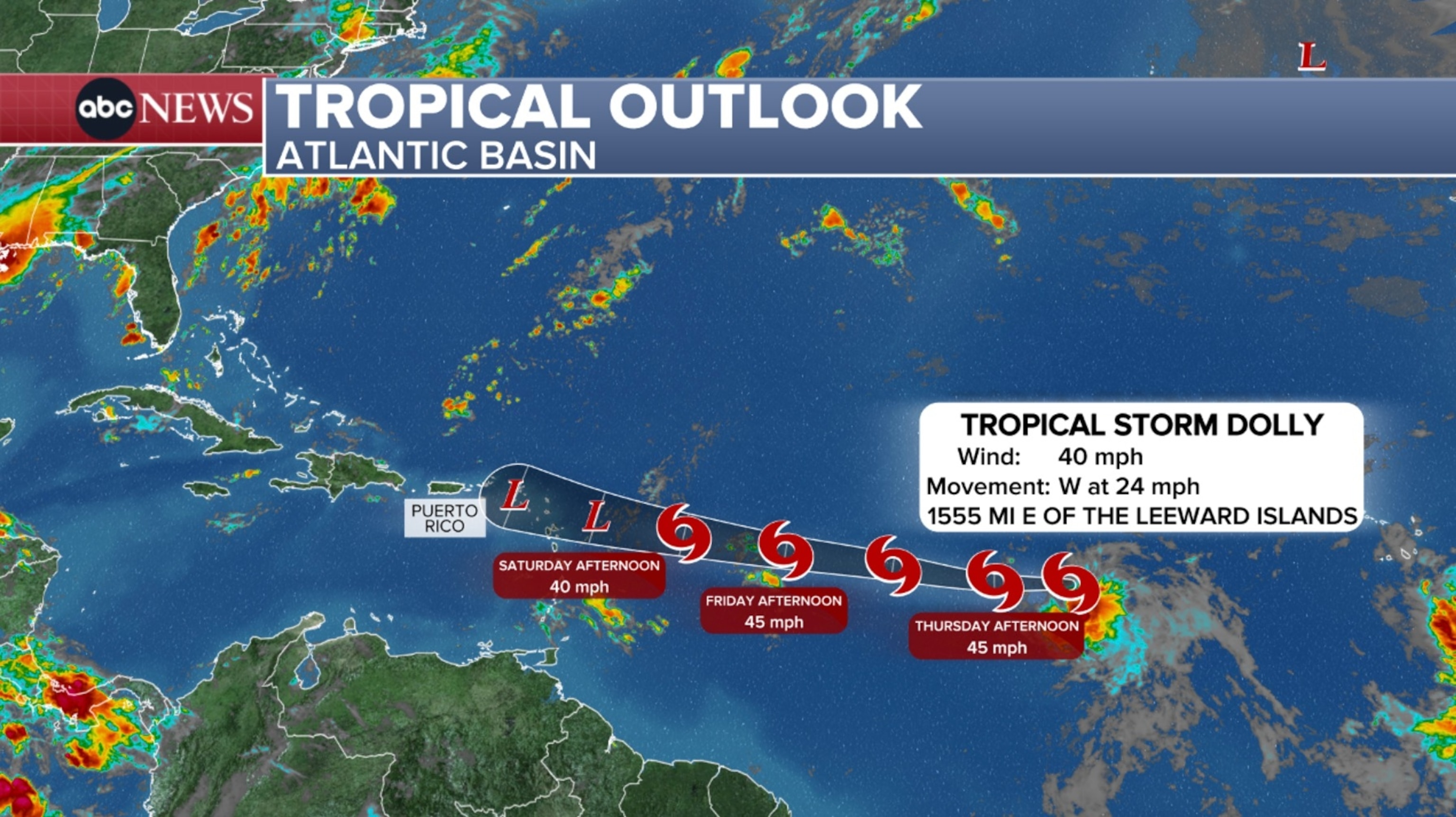 PHOTO: Tropical Storm Dolly weather graphic