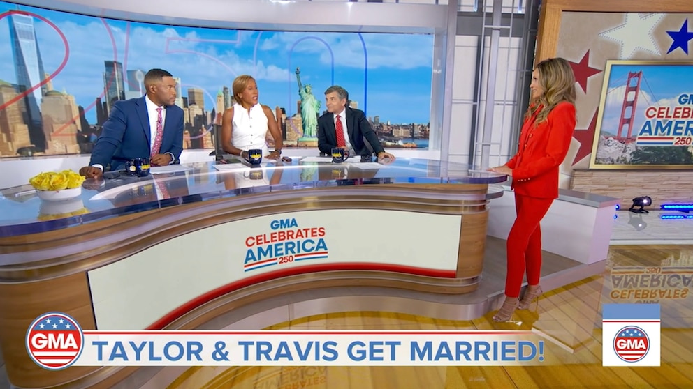 PHOTO: Taylor and Travis discussion on GMA