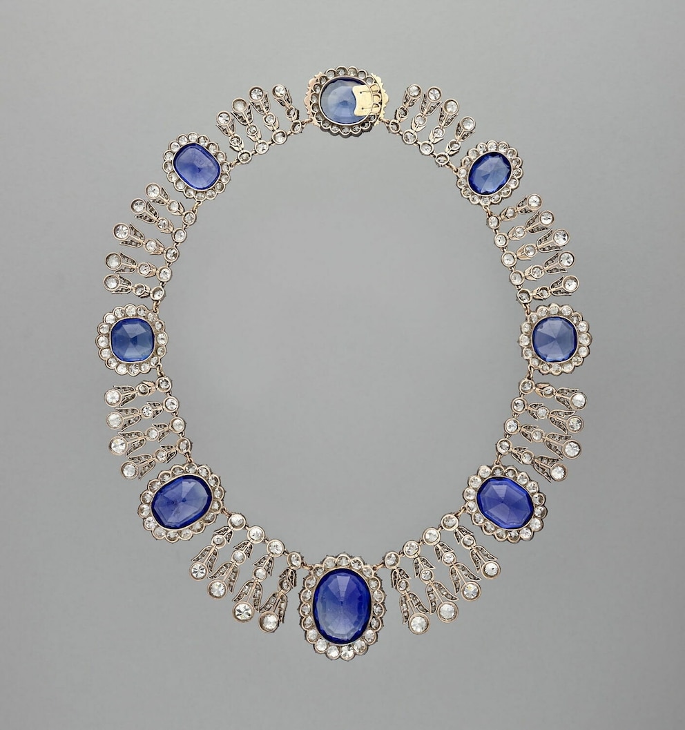 PHOTO: Among the jewelry stolen from the Louvre museum, Oct. 19, 2025, is this necklace from the sapphire collection of Queen Marie-Amélie and Queen Hortense.