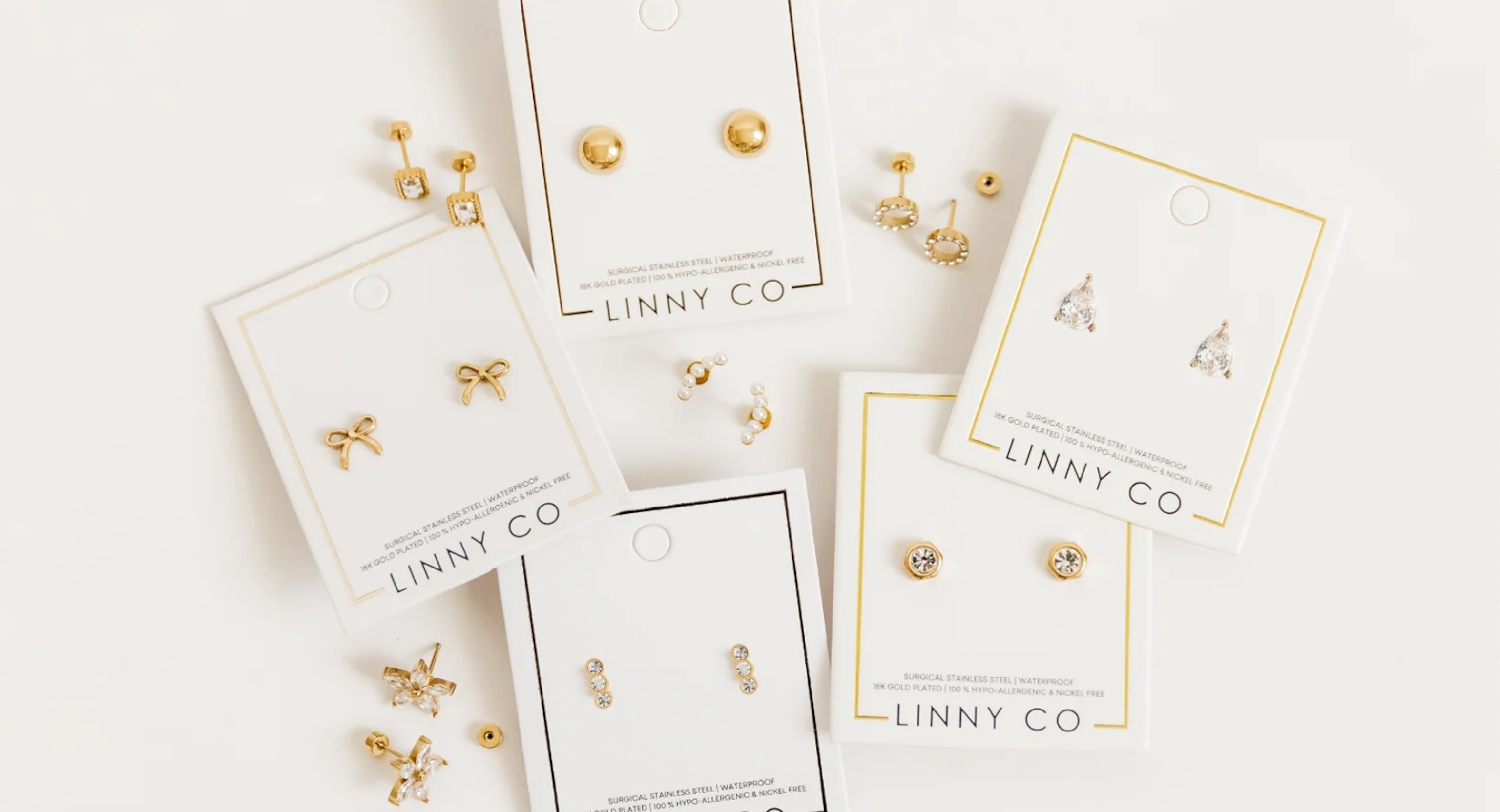 LINNY CO: Flatback Studs, Huggies and Necklaces