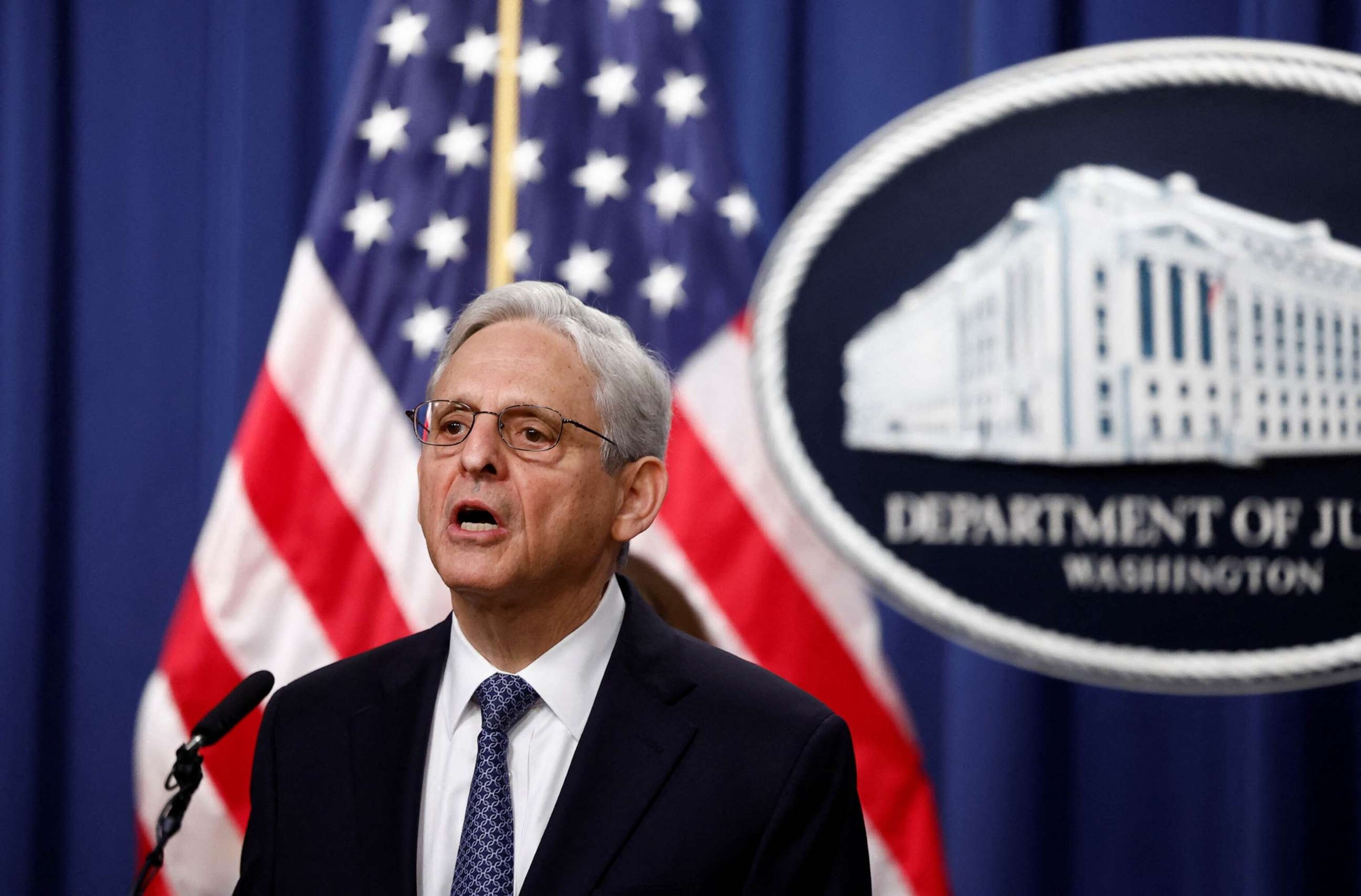 PHOTO: U.S. Attorney General Merrick Garland speaks in the briefing room of the U.S. Justice Department in Washington, Nov. 18, 2022.