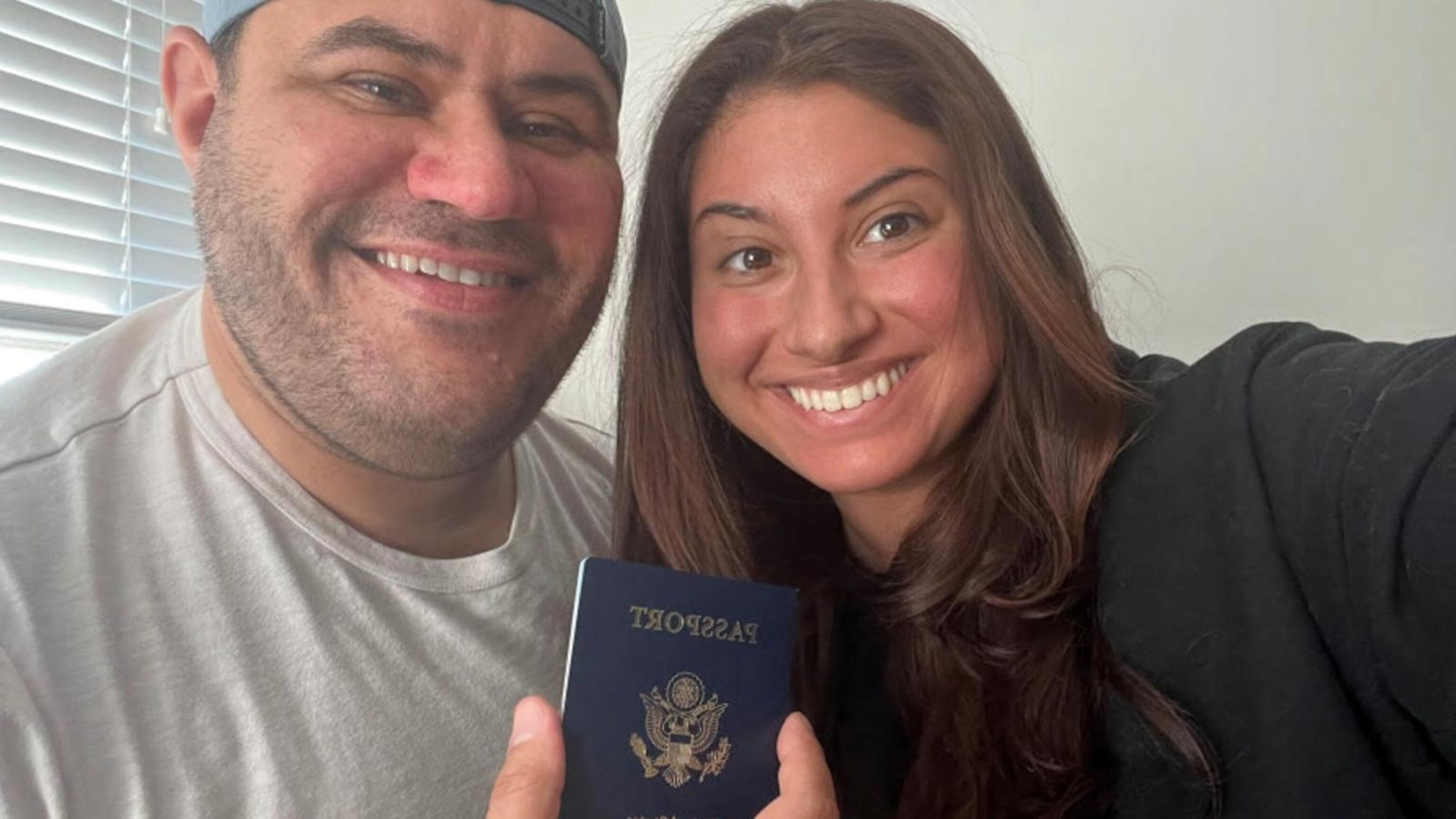 PHOTO: Donato Frattaroli and Magda Mazri take a selfie with Frattaroli's new passport.