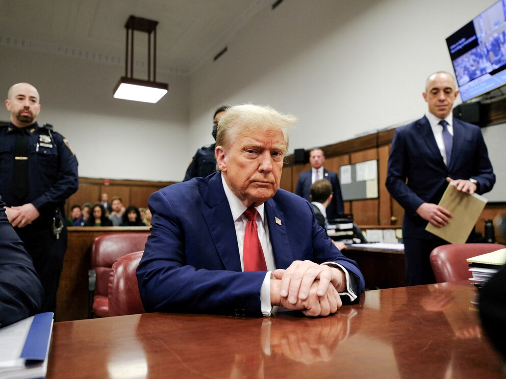 PHOTO: Former President Donald Trump appears in Manhattan Supreme Court in New York City, April 23 2024.