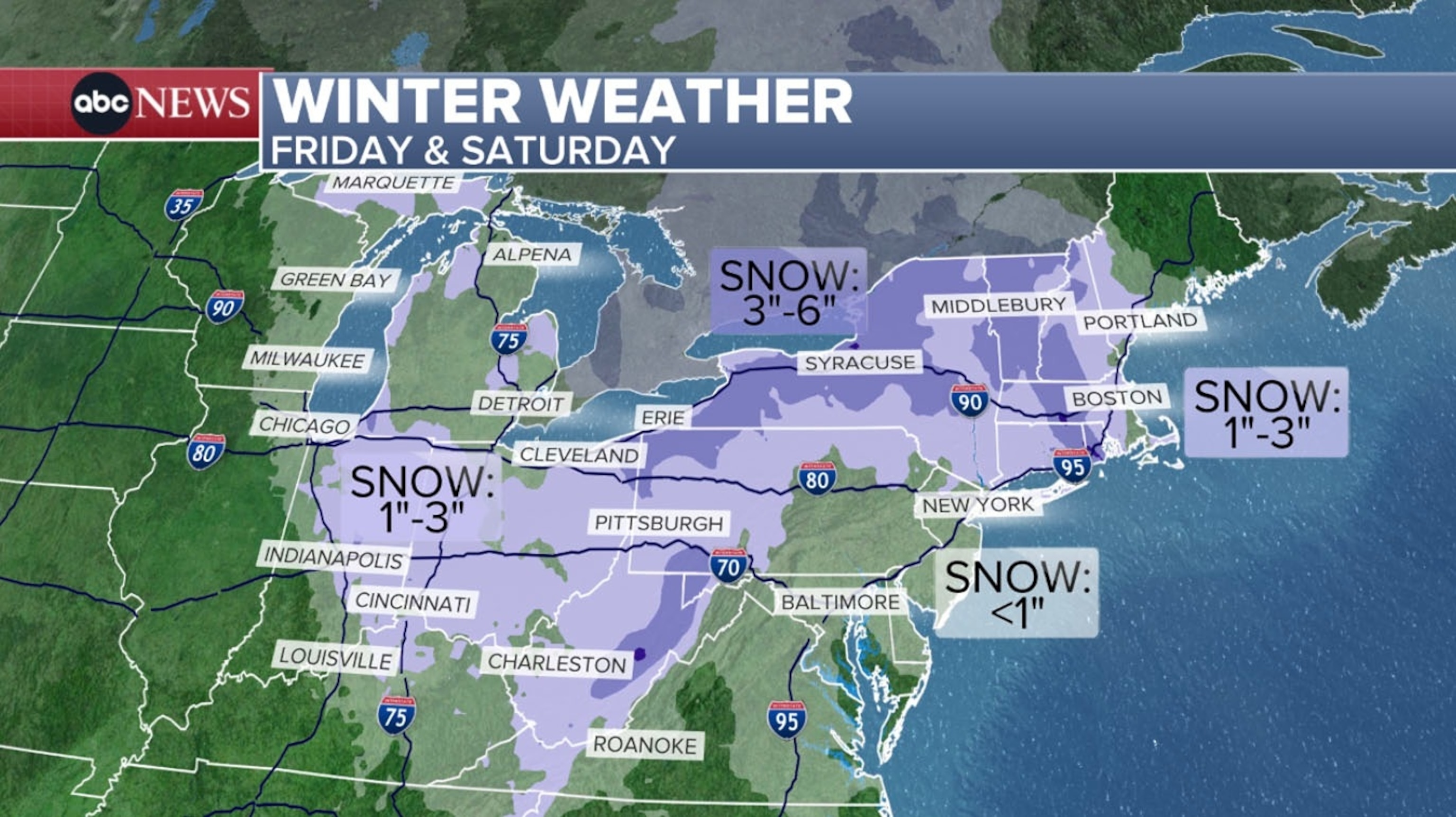 PHOTO: winter weather friday saturday map