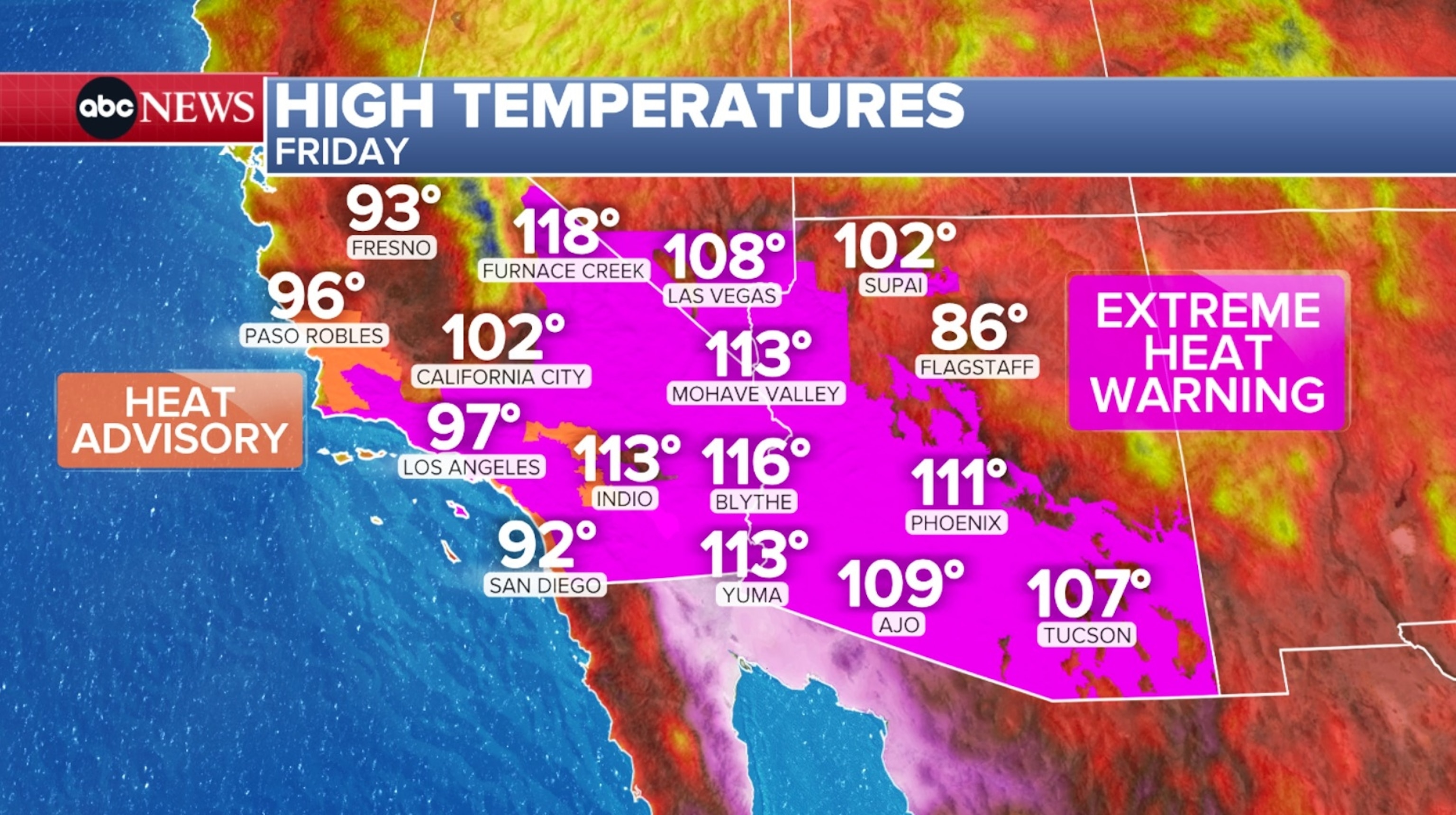 PHOTO: high temps friday weather graphic