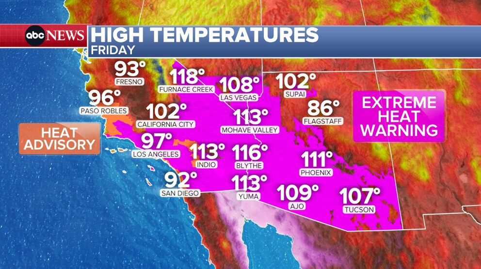 PHOTO: high temps friday weather graphic