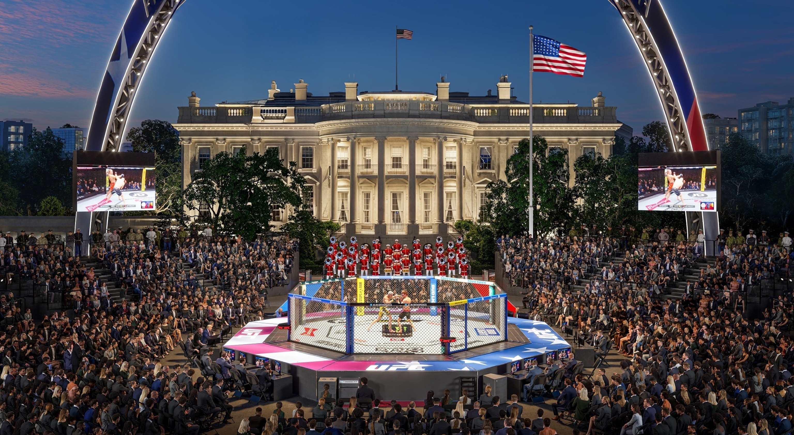 PHOTO: Artist rendering of the  UFC Freedom 250 Fan Fest to be held at the White House in Washington, June 14, 2026.