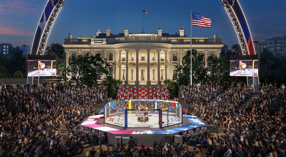 PHOTO: Artist rendering of the UFC Freedom 250 Fan Fest to be held at the White House in Washington, June 14, 2026.