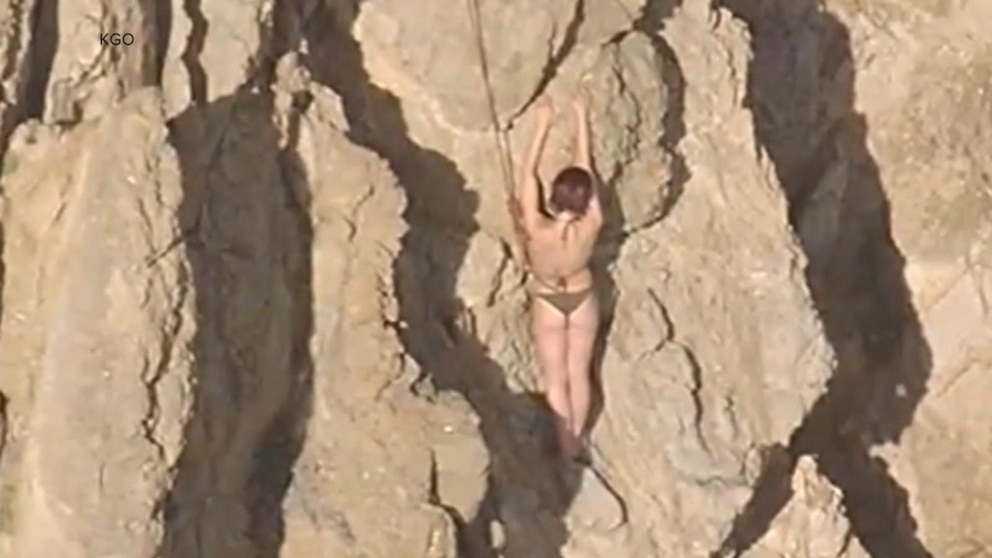 Video San Francisco firefighter rescues woman from coastal cliff