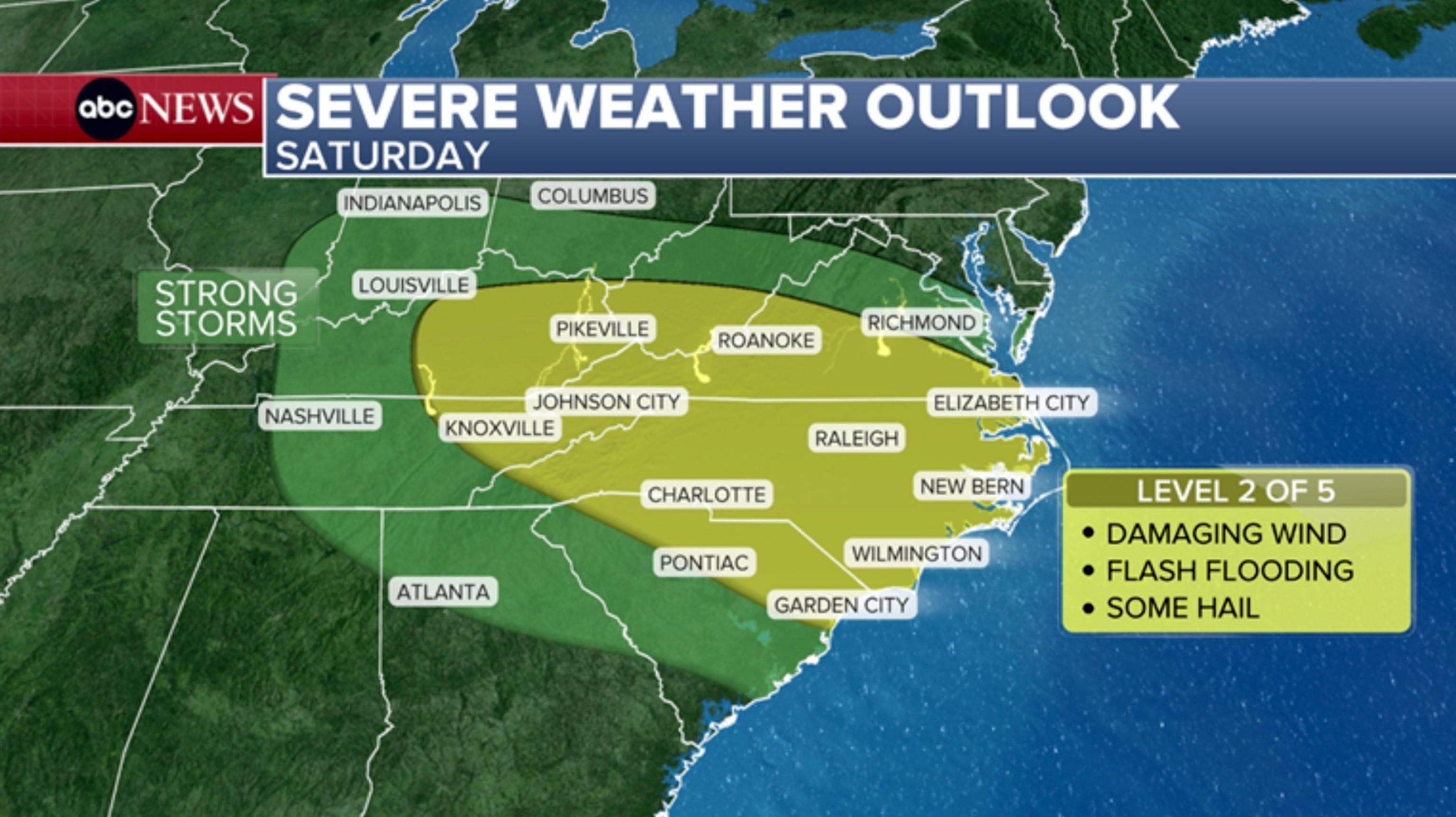 PHOTO: Severe weather outlook map for Saturday