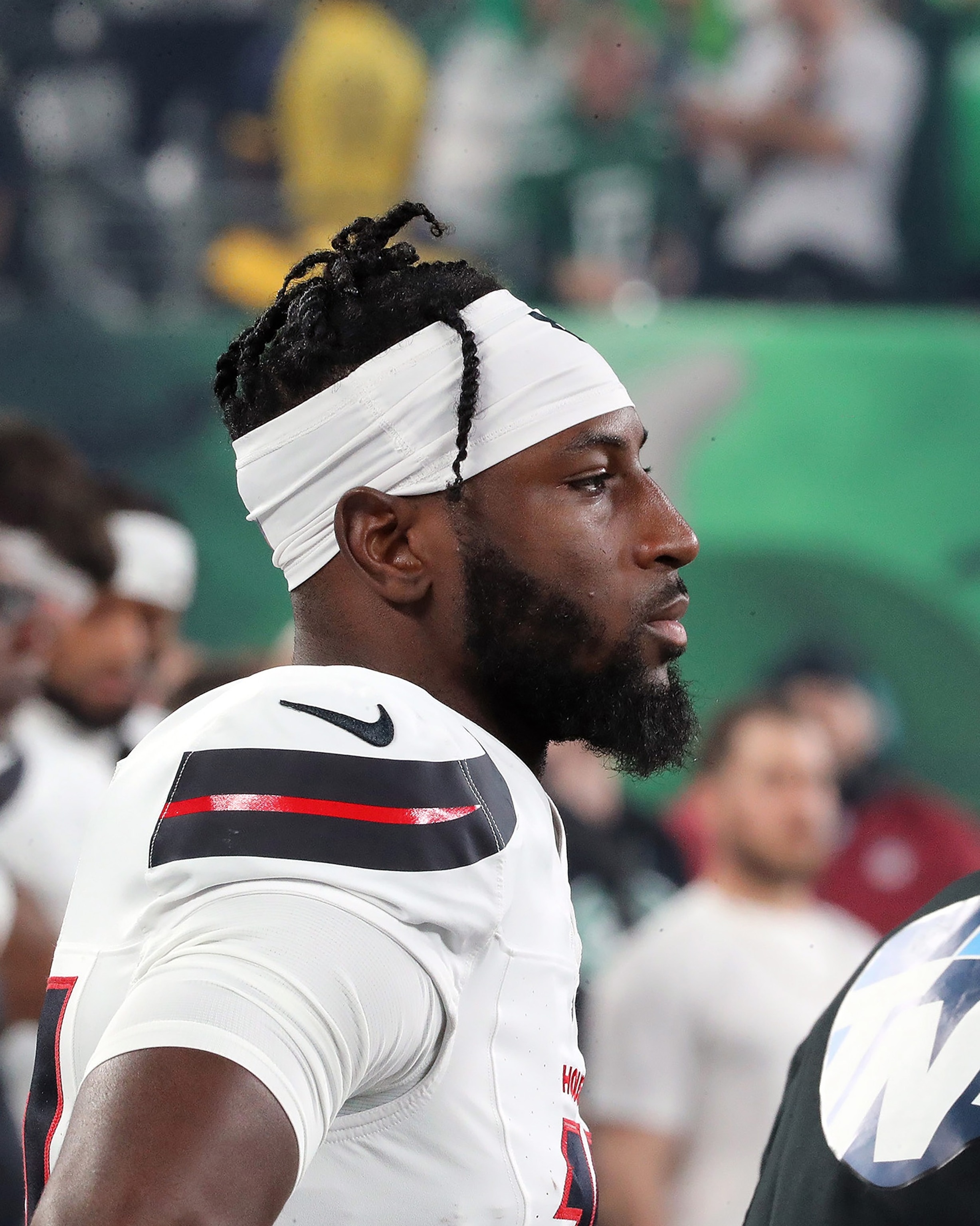 PHOTO: New York Jets defensive player Kris Boyd, pictured here, October 31, 2024, while playing for his former team, the Houston Texans, at Met Life Stadium in East Rutherford, New Jersey.