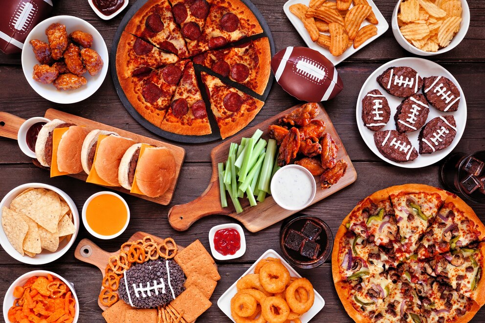 PHOTO: A snack spread for a Super Bowl party in an undated stock photo.