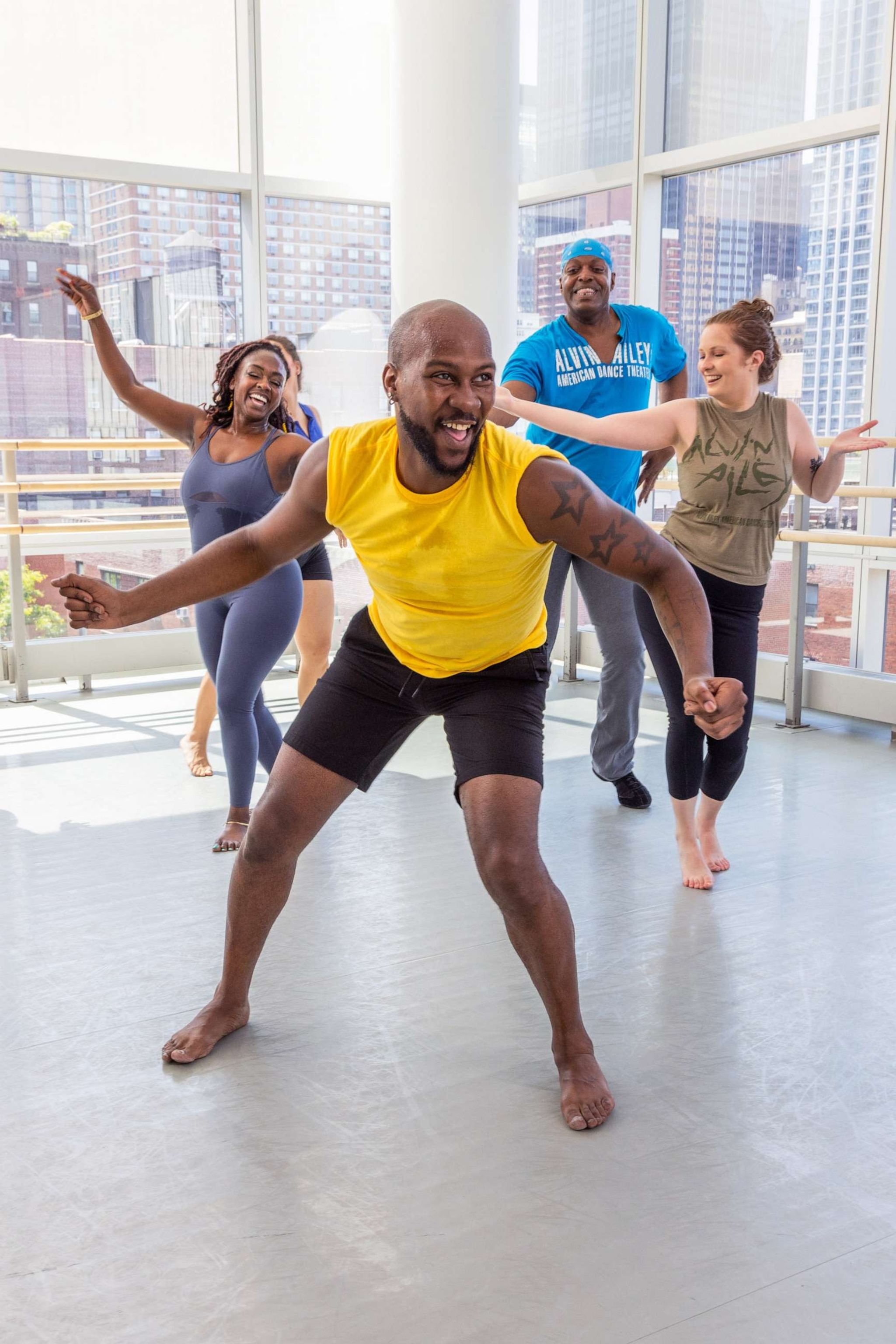 PHOTO: Dancer O'Shae Sibley, center, participates in an Ailey Extension dance class, in New York.