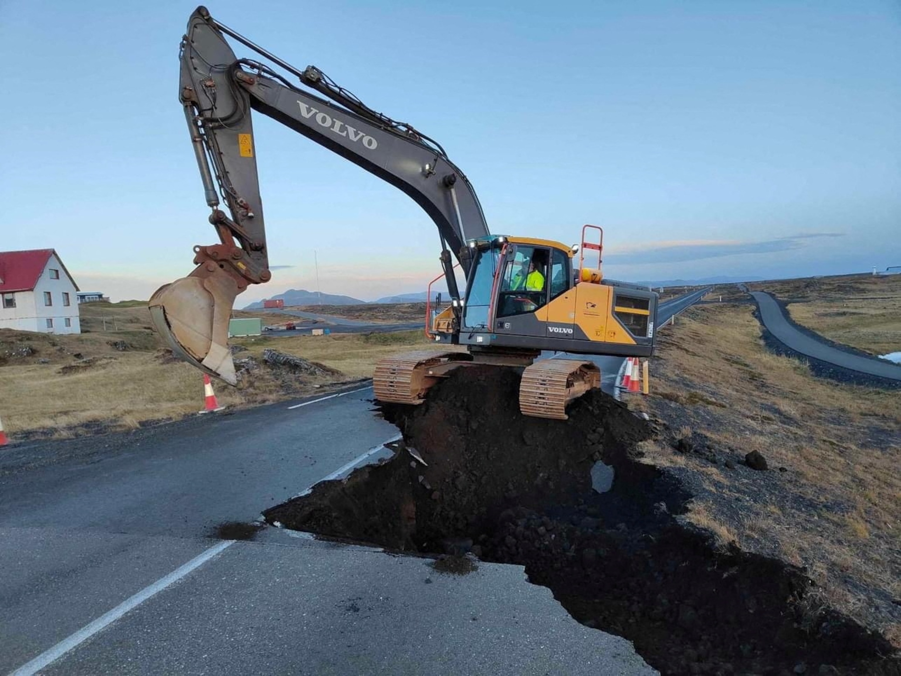 PHOTO: Street works continue, after cracks emerged on a road due to volcanic activity near Grindavik, Iceland obtained by Reuters on Nov. 14, 2023. 