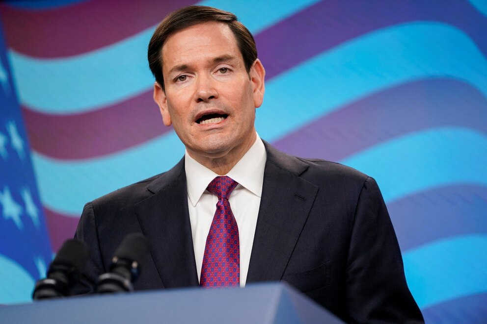 PHOTO: Secretary of State Marco Rubio speaks during a joint press conference with Israeli Prime Minister Benjamin Netanyahu at the Prime Minister's Office, during his visit, in Jerusalem, September 15, 2025. 