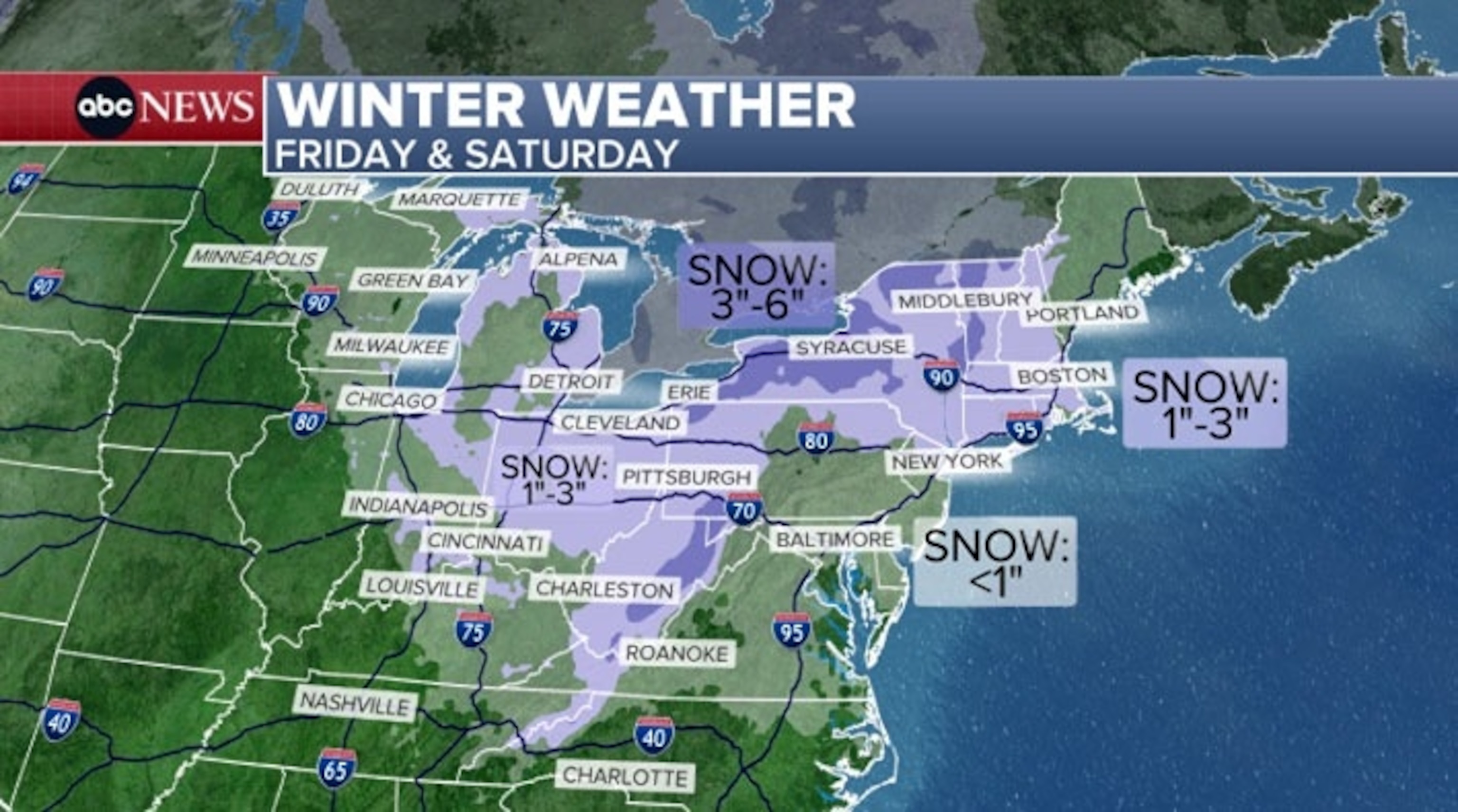 FOTO: mapa del clima invernal los viernes y sábados