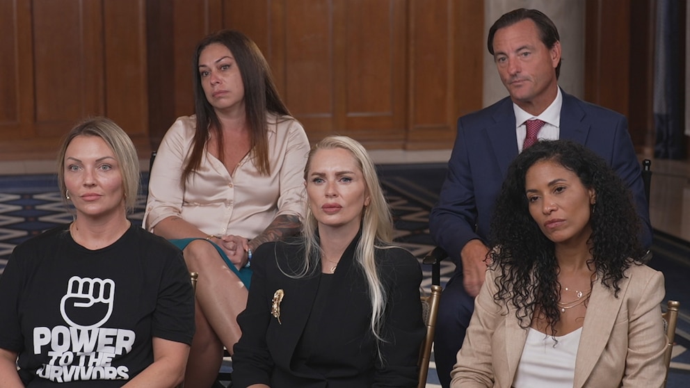 PHOTO: Linsey Davis of ABC News interviews Jeffrey Epstein survivors.