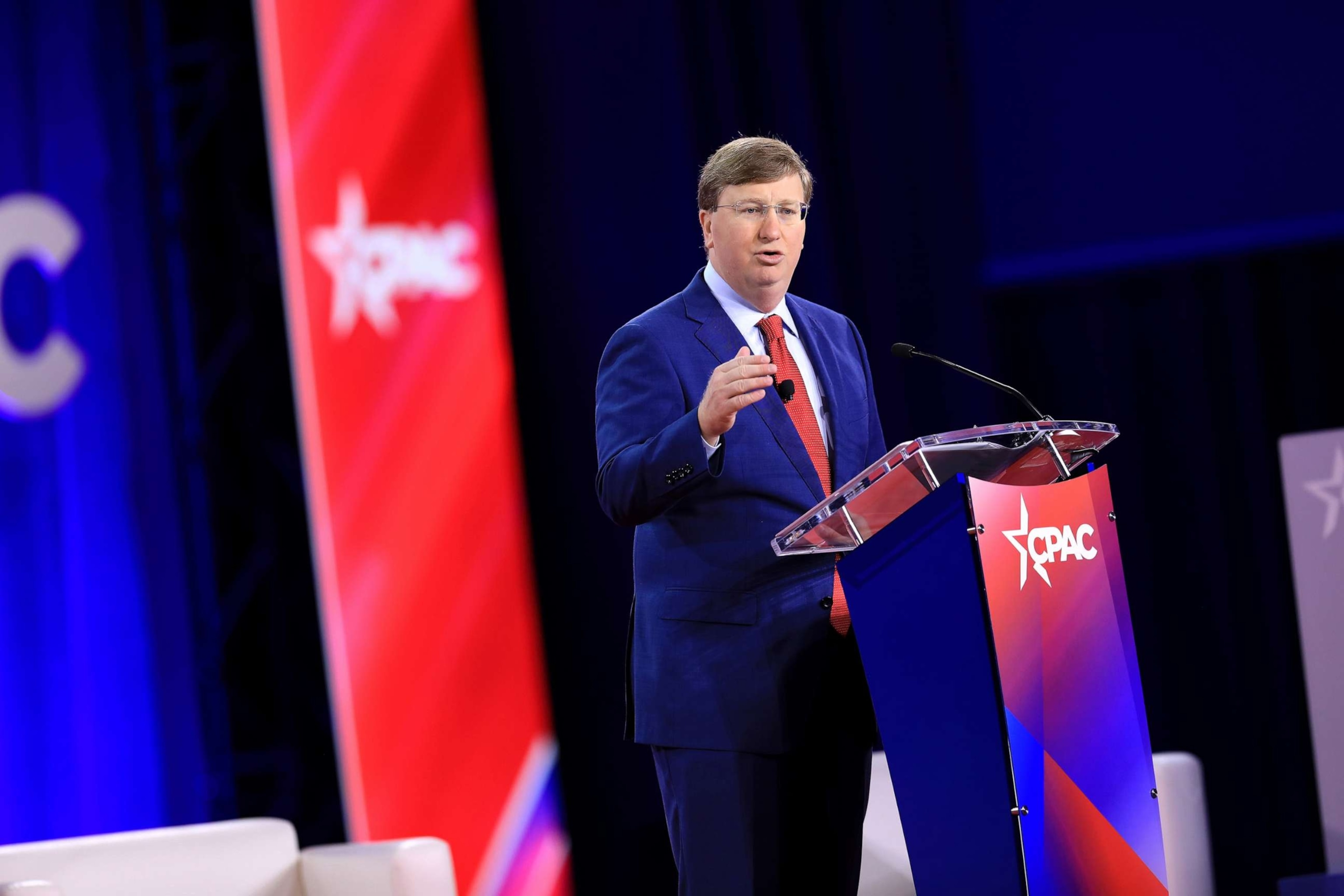 PHOTO: Tate Reeves, Governor of Mississippi, speaks during the Conservative Political Action Conference (CPAC) in Dallas, Aug. 5, 2022.