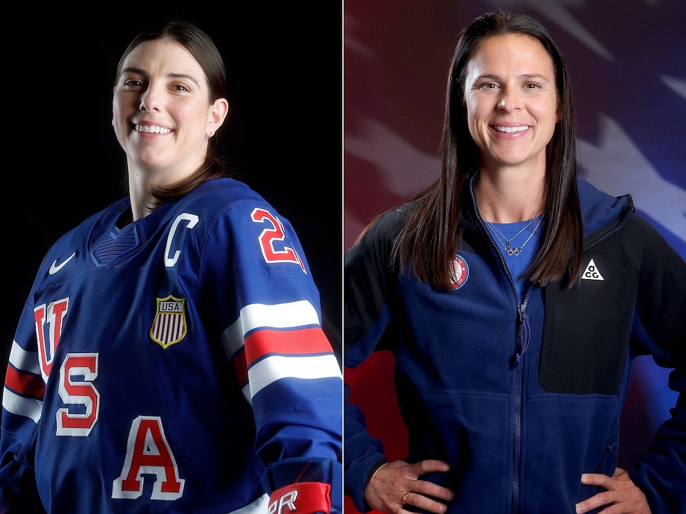 PHOTO: Hockey player Hilary Knight is shown at Sunset Glenoaks Studios, on May 20, 2025, in Sun Valley, Calif. | Brittany Bowe is shown ahead of the Milano Cortina 2026 Winter Olympic Games on Oct. 9, 2025, in New York .