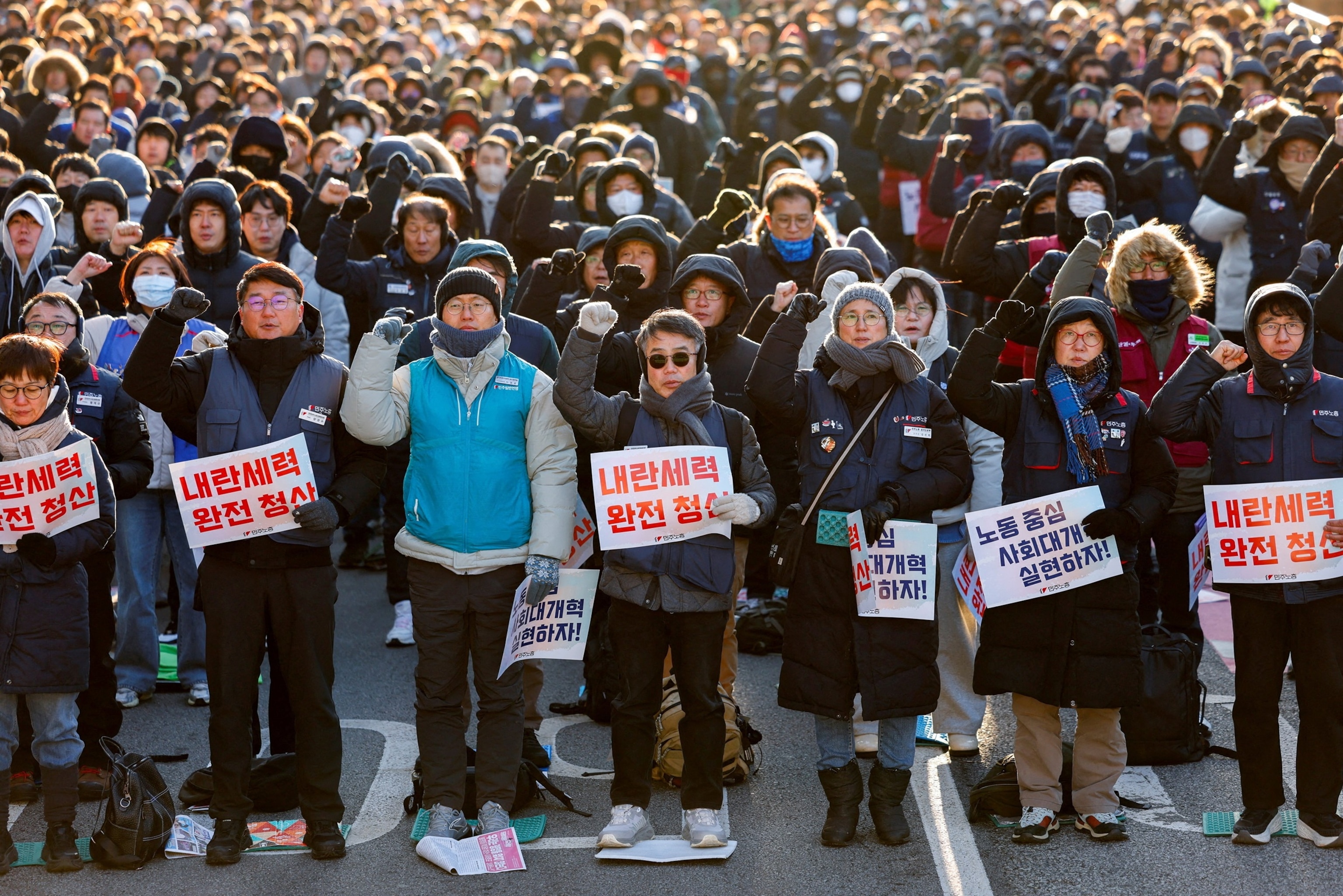 PHOTO: Protests on the first anniversary of former President Yoon Suk Yeol's December 3, 2024 martial law declaration, in Seoul