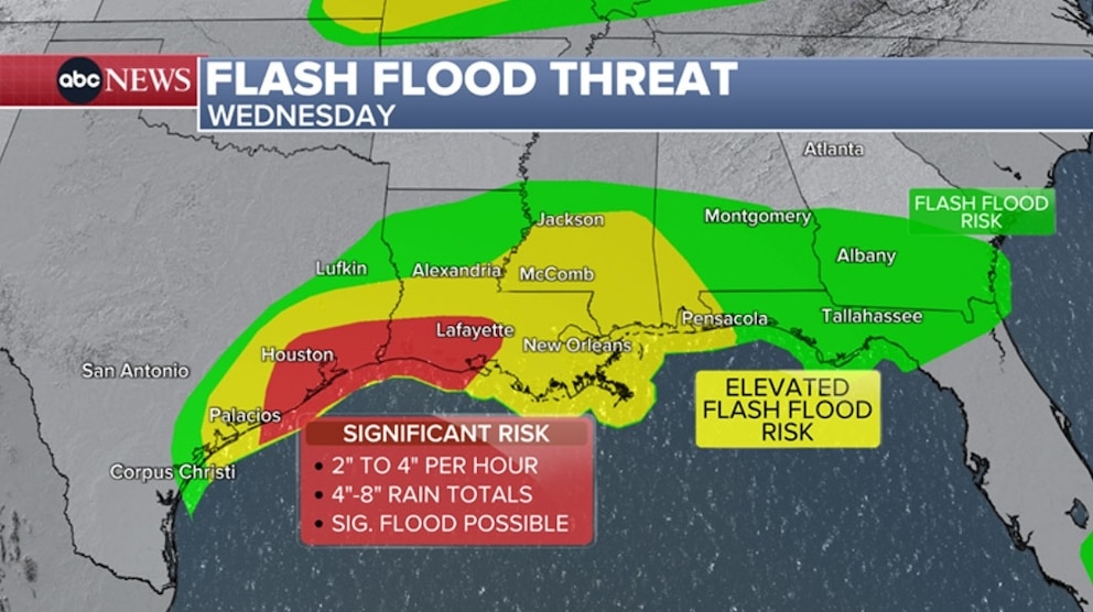 PHOTO: flash flood threat Wednesday