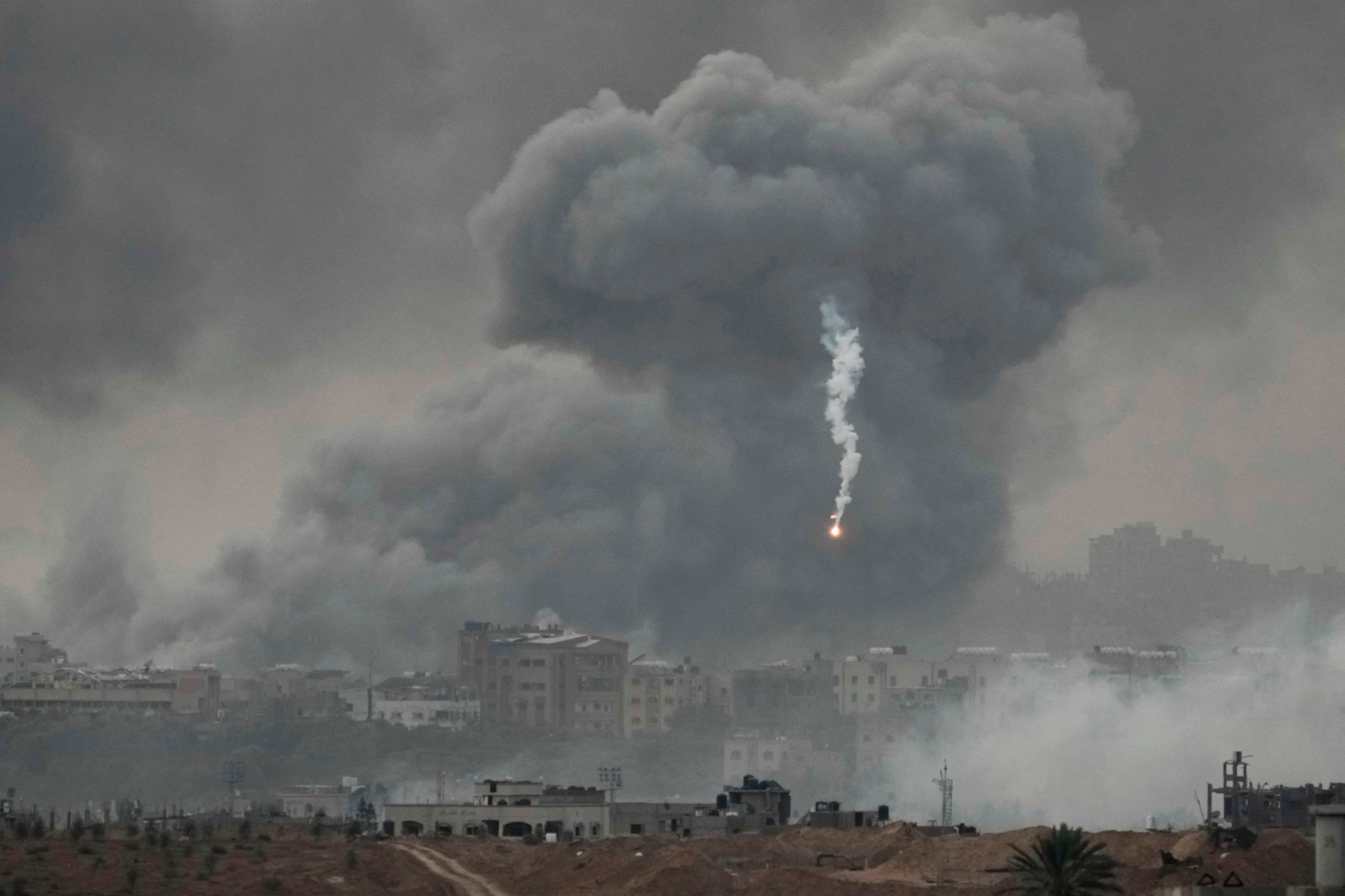 PHOTO: Smoke rises following an Israeli airstrike in the Gaza Strip, as seen from southern Israel, Nov. 22, 2023.