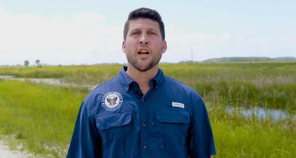 PHOTO: Florida Attorney General James Uthmeier has proposed turning an old airfield in the middle of the Everglads in a into a temporary migrant detention facillity.