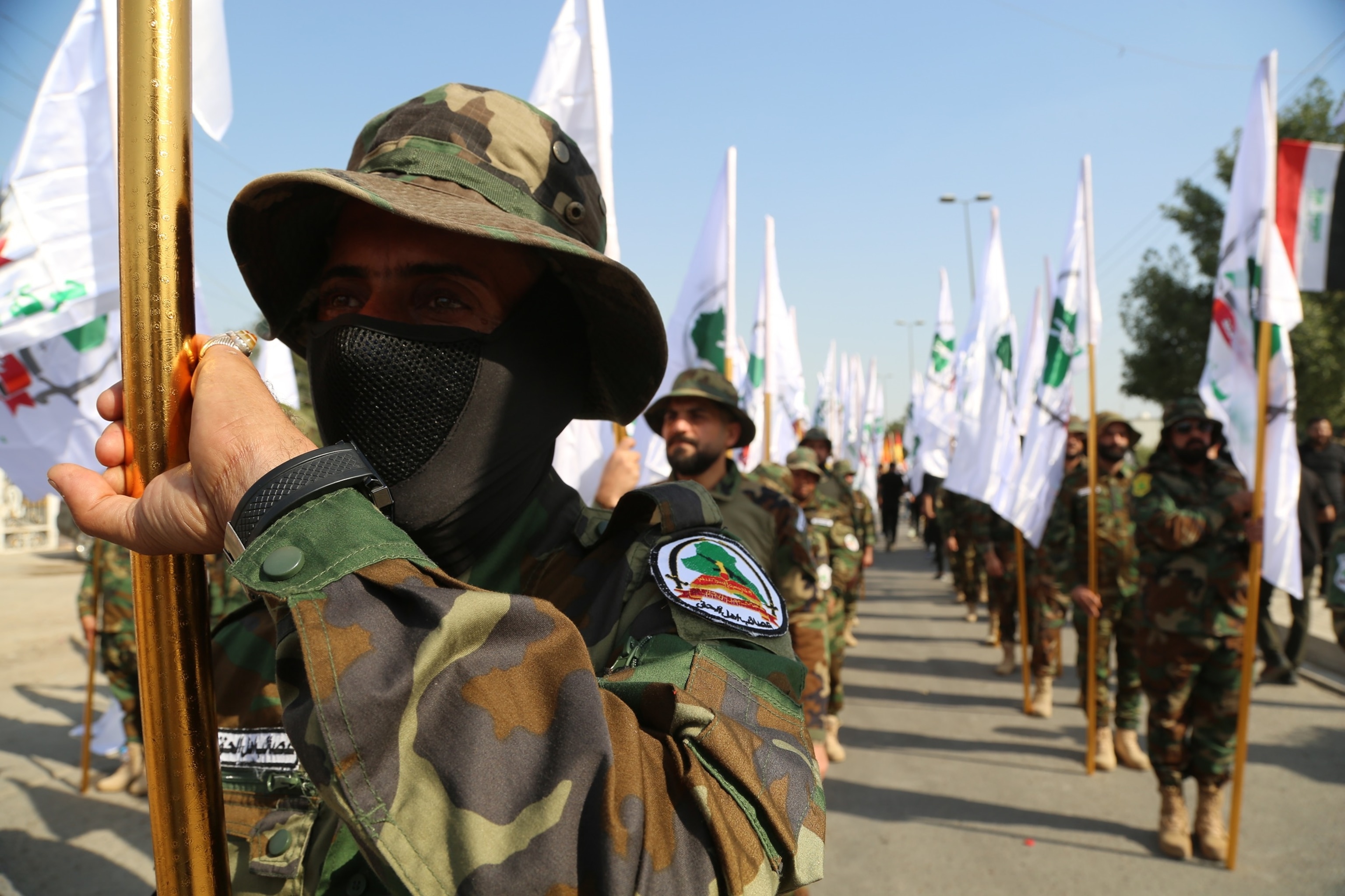 PHOTO: Iraqi Shiite militia groups organize a military parade as part of the 'World Quds Day' events in Baghdad, Iraq, March 28, 2025. 