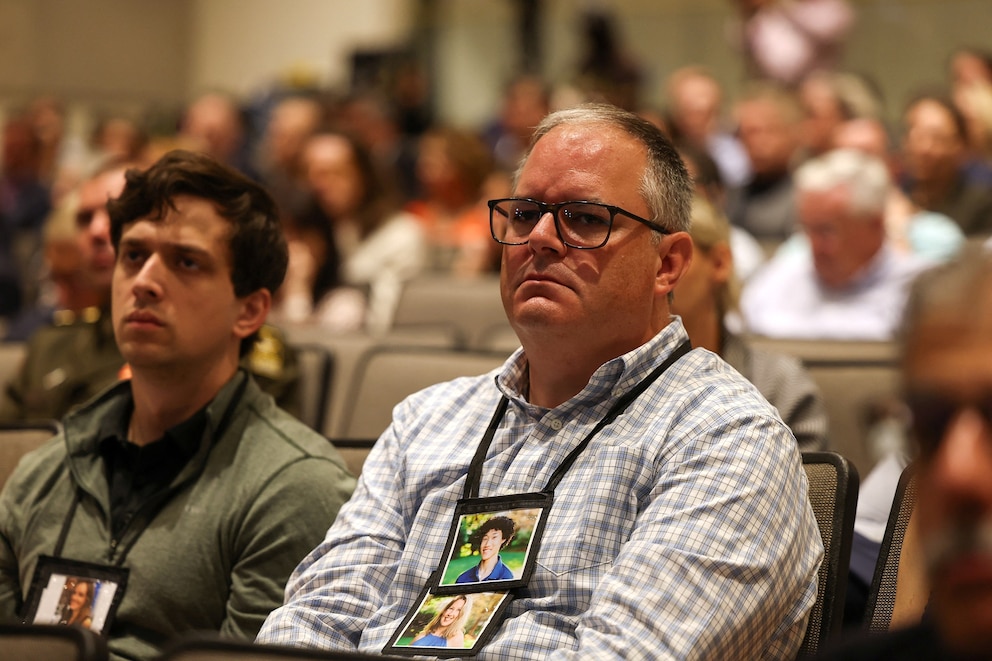 PHOTO: Relatives of victims attend a National Transportation Safety Board (NTSB) investigative hearing at NTSB headquarters in Washington, D.C., July 30, 2025.