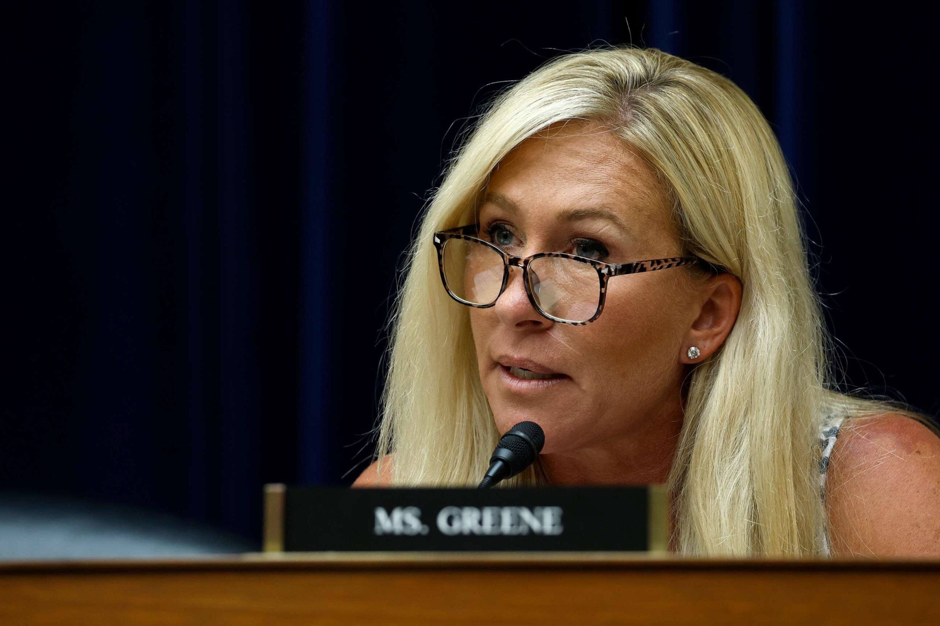 PHOTO: Rep. Marjorie Taylor Greene speaks at a hearing with the Select Subcommittee on the Coronavirus Pandemic, July 11, 2023 in Washington.