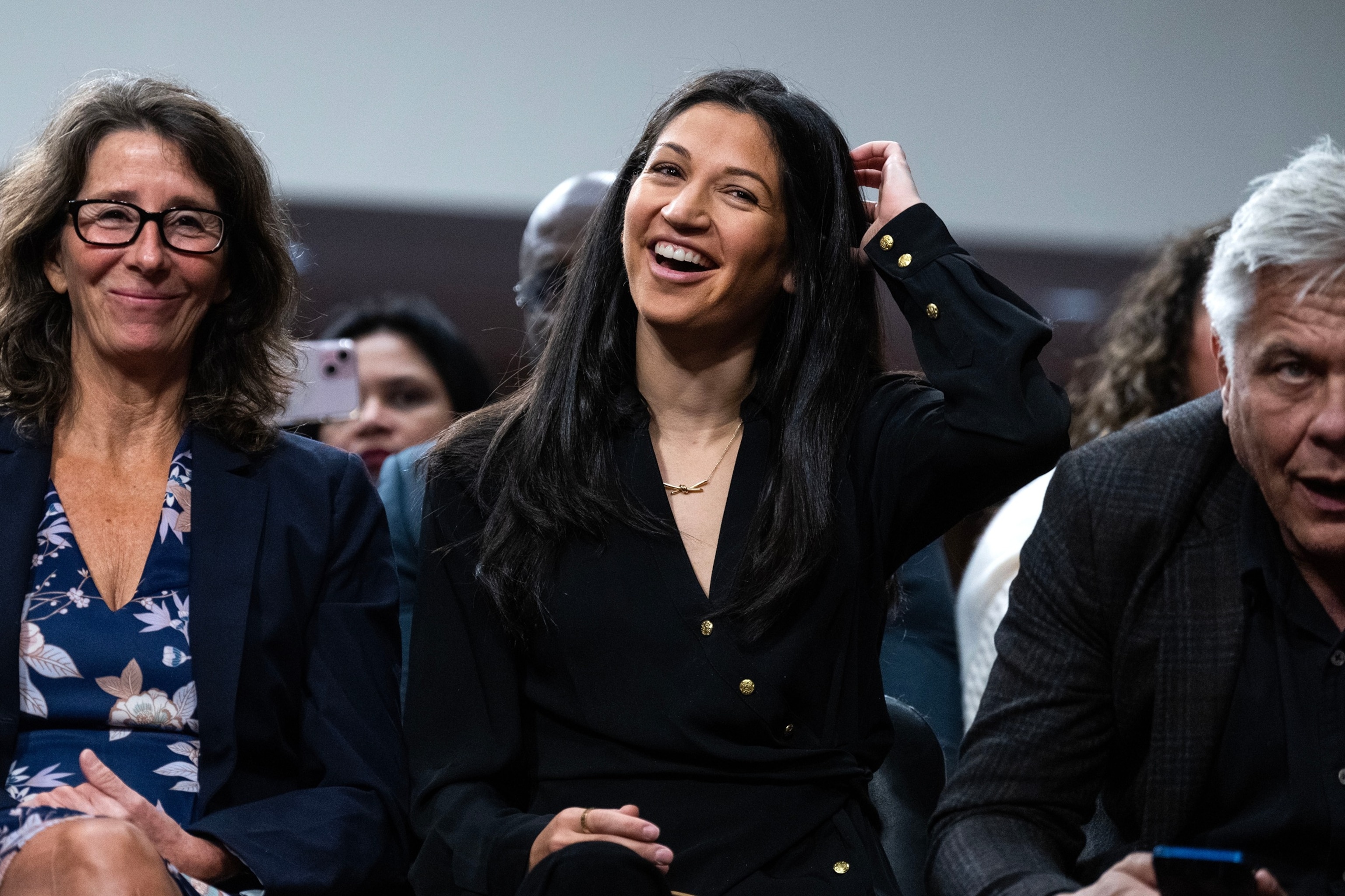 PHOTO: Katie Miller, a Department of Government Efficiency aide, is seen during the Senate Finance Committee confirmation hearing for Robert F. Kennedy Jr. in Dirksen building, January 29, 2025.