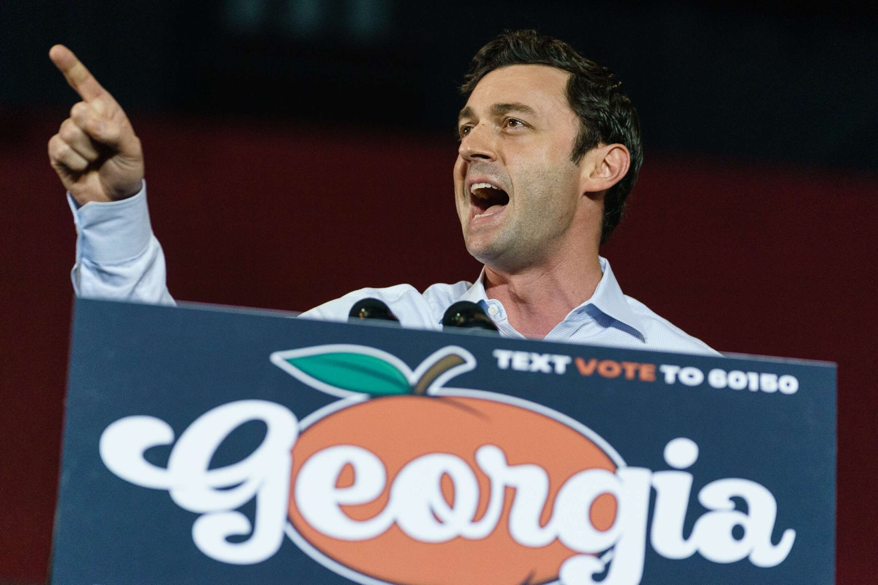 PHOTO: Sen. Jon Ossoff (D-GA) speaks at a campaign event for Georgia Democrats, Oct. 28, 2022, in College Park, Georgia.