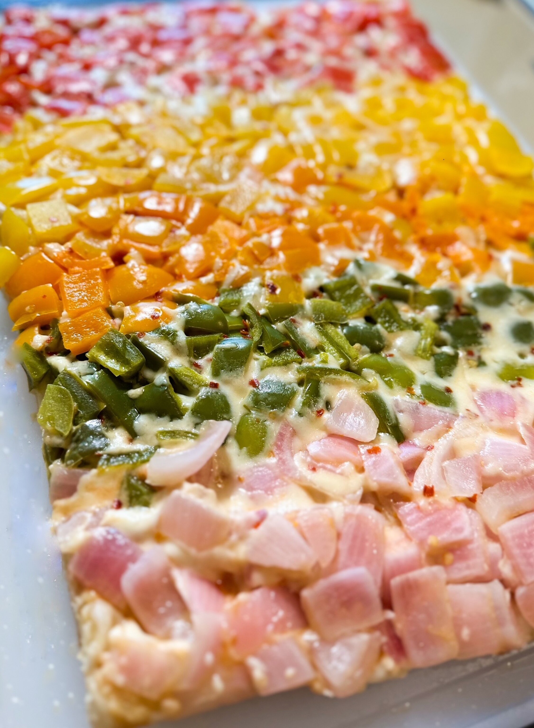 PHOTO: A rainbow reverse pizza as seen on TikTok for Pride month.