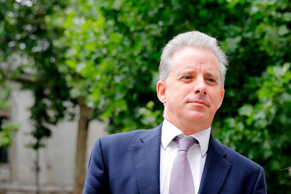 PHOTO: In this July 24, 2020, file photo, former UK intelligence officer Christopher Steele arrives at the High Court in London to attend  his defamation trial brought by Russian tech entrepreneur Alexej Gubarev. 